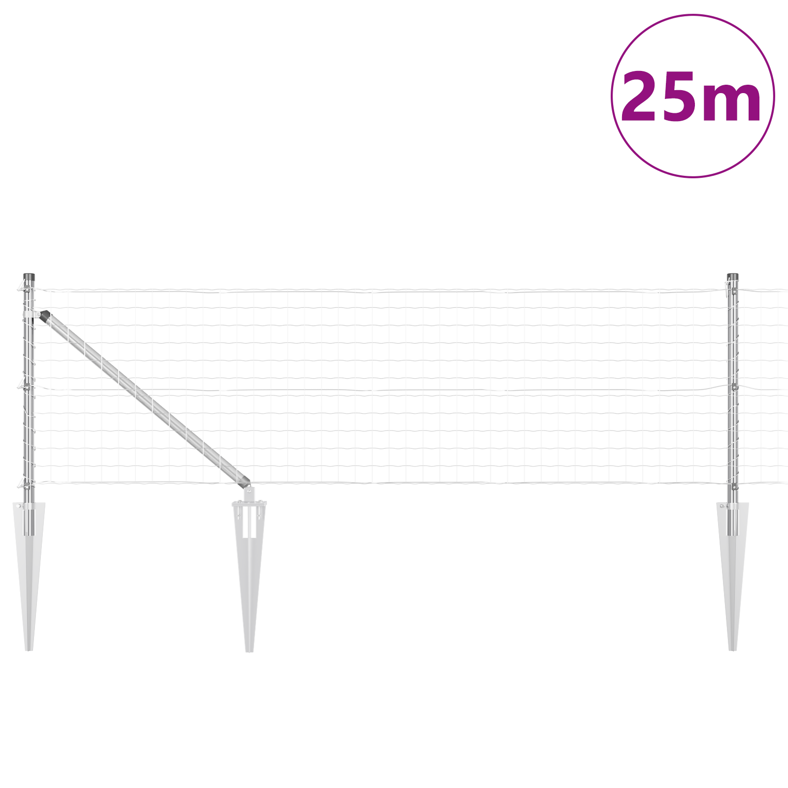 Euro Fence with 13 Spike Posts 0.8x25 m Galvanised Steel - Image 3
