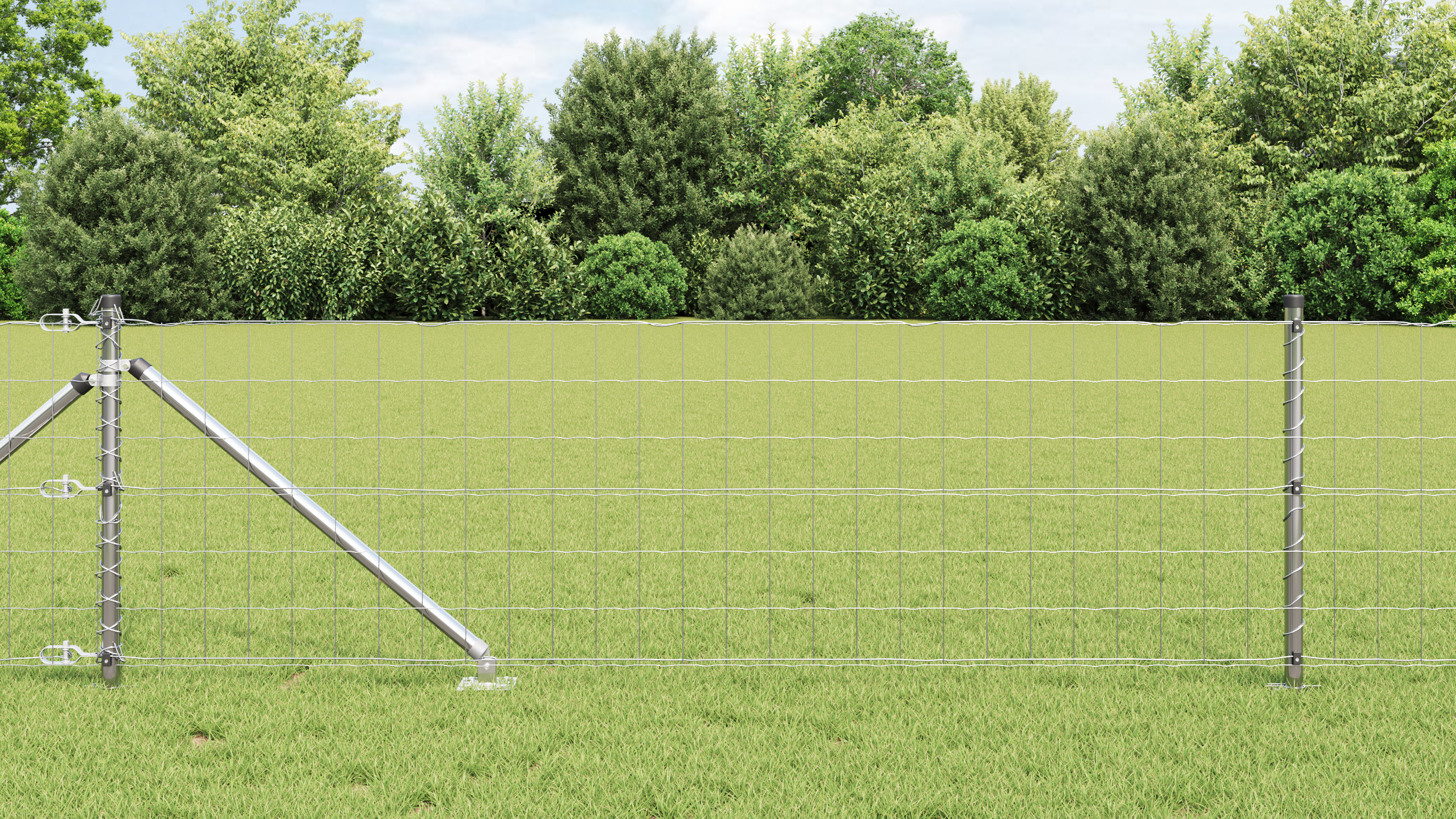 Euro Fence with 13 Spike Posts 0.4x25 m Galvanised Steel