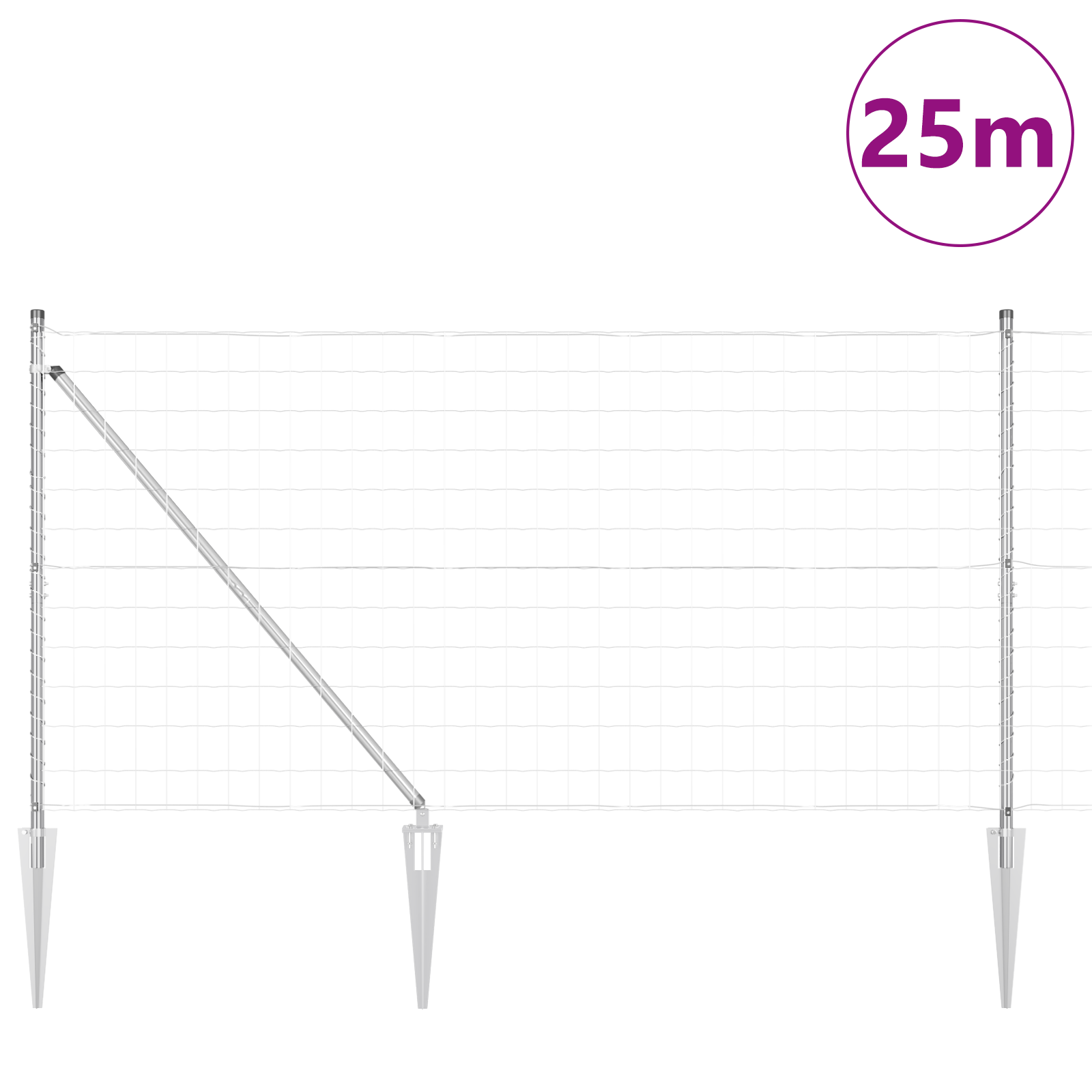 Euro Fence with 13 Spike Posts 1.2x25 m Galvanised Steel - Image 3