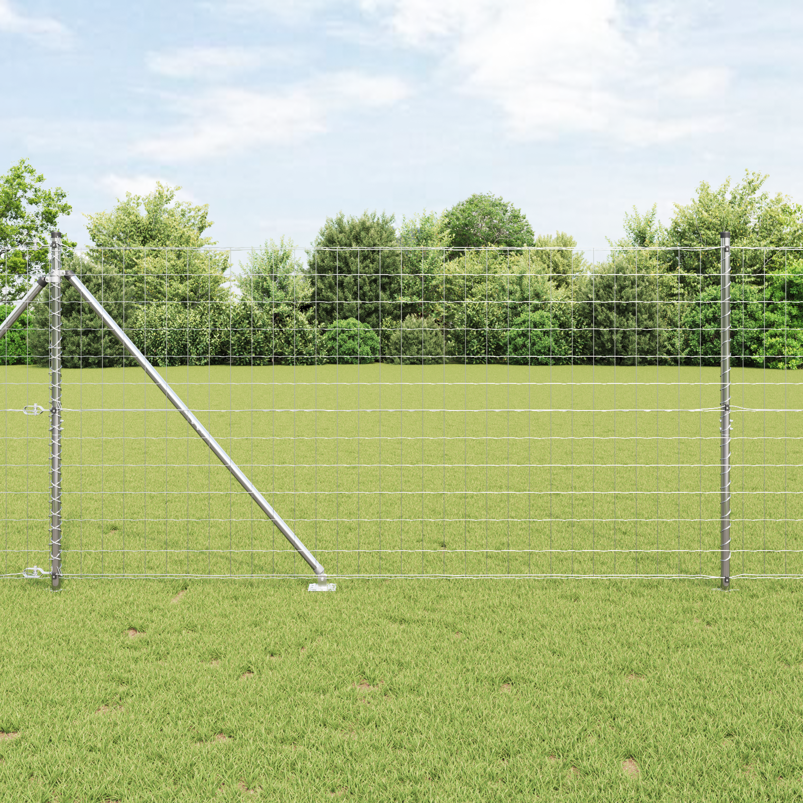 Euro Fence with 13 Spike Posts 1.2x25 m Galvanised Steel