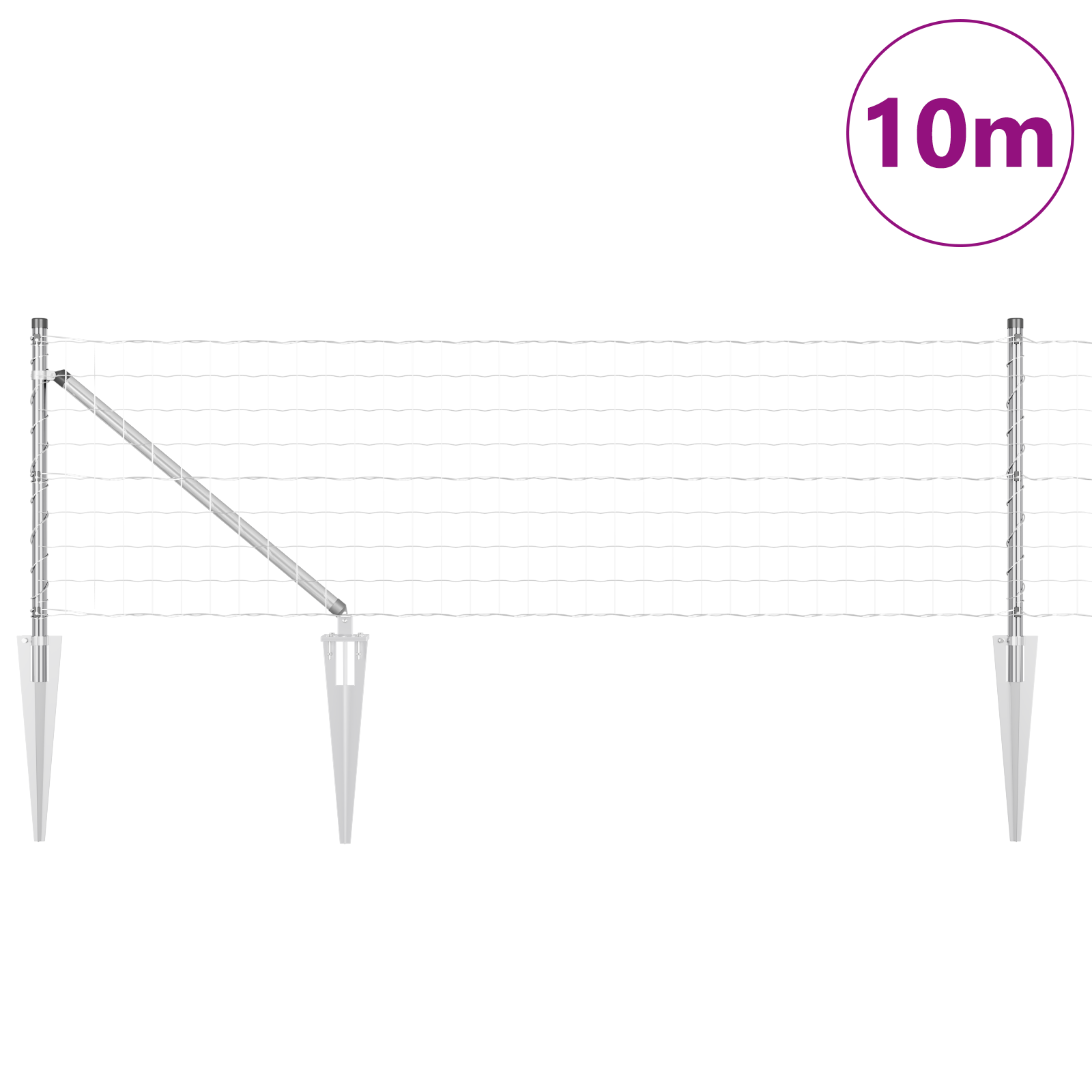 Euro Fence with 7 Spike Posts 0.6x10 m Galvanised Steel - Image 3