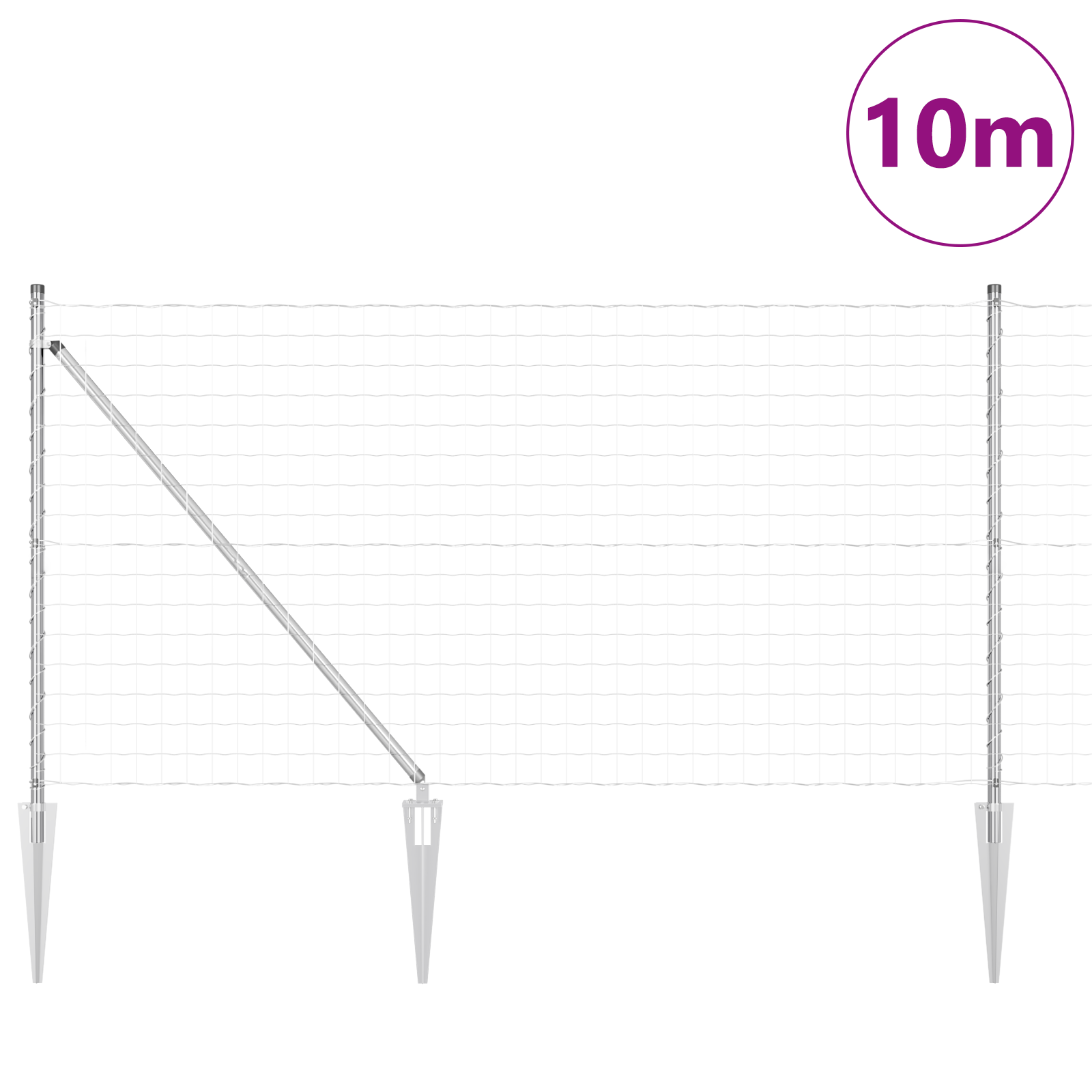 Euro Fence with 7 Spike Posts 1x10 m Galvanised Steel - Image 3