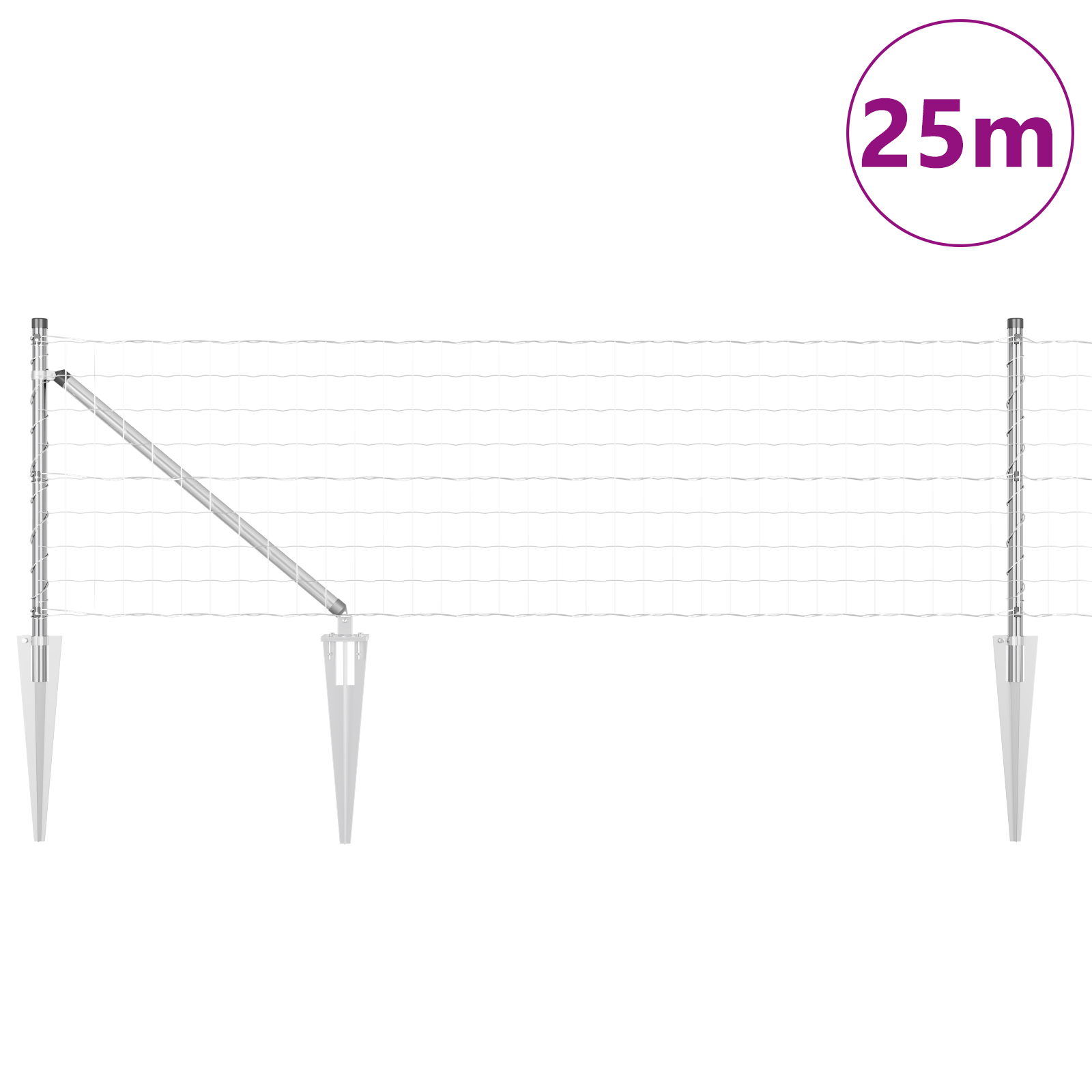 Euro Fence with 13 Spike Posts 0.8x25 m Galvanised Steel - Image 3