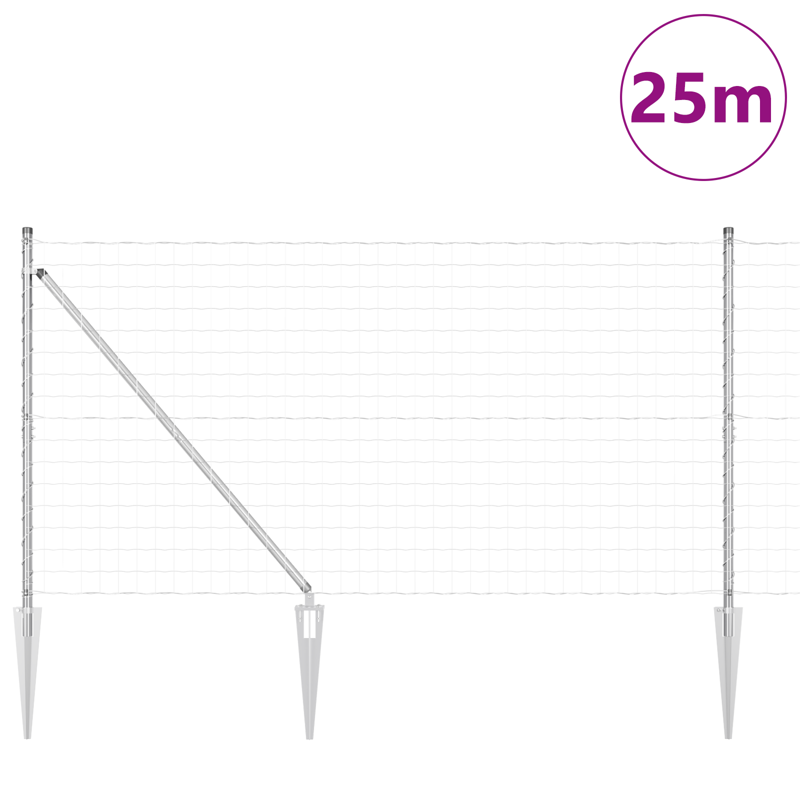 Euro Fence with 13 Spike Posts 1.2x25 m Galvanised Steel - Image 3