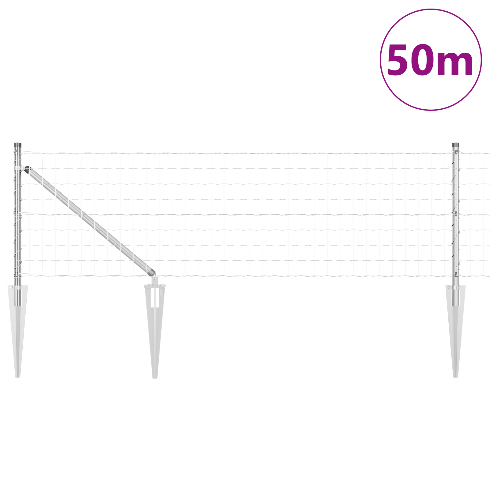 Euro Fence with 13 Spike Posts 0.4x50 m Galvanised Steel - Image 3
