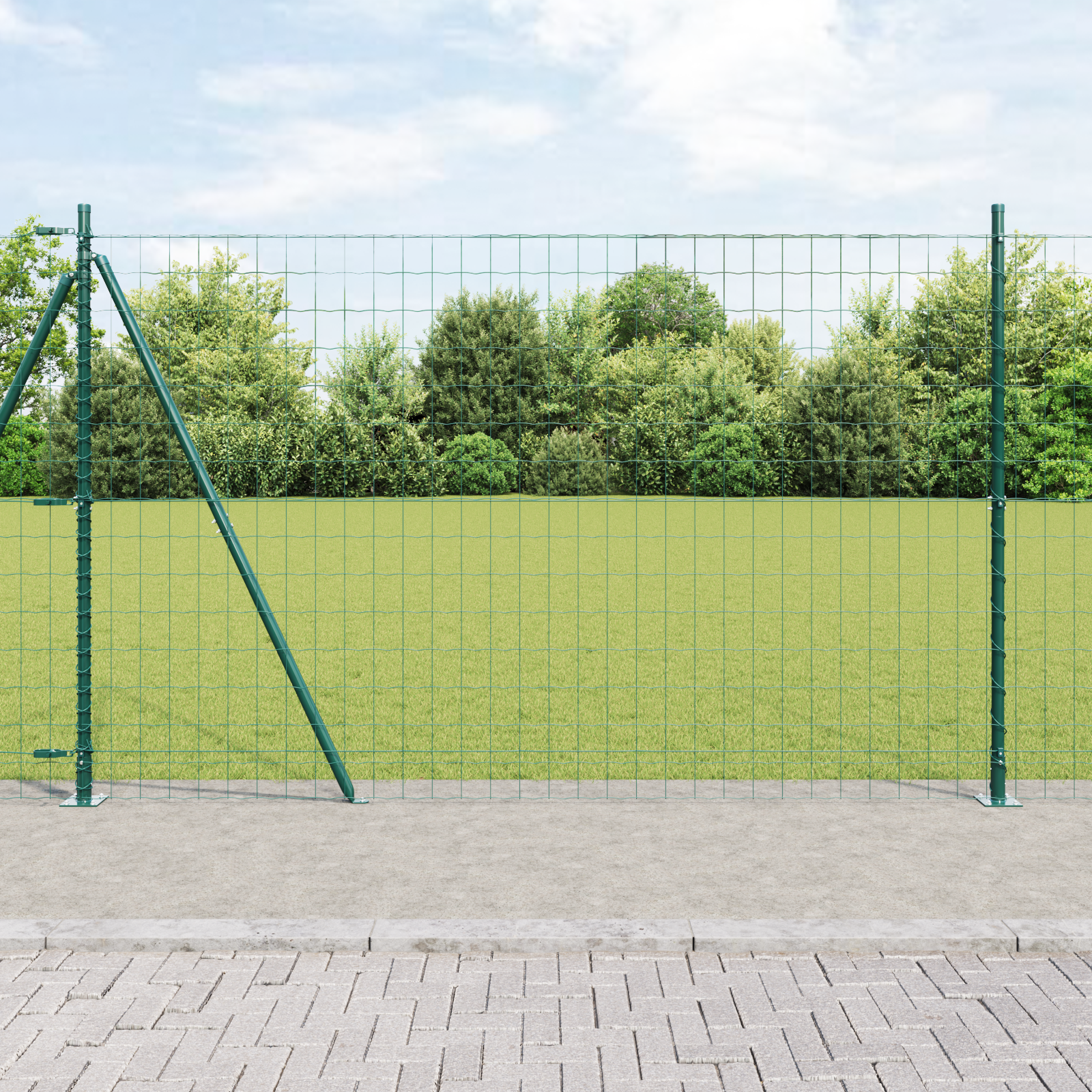 Euro Fence with 7 Flanged Posts 1.6x10 m Galvanised Steel