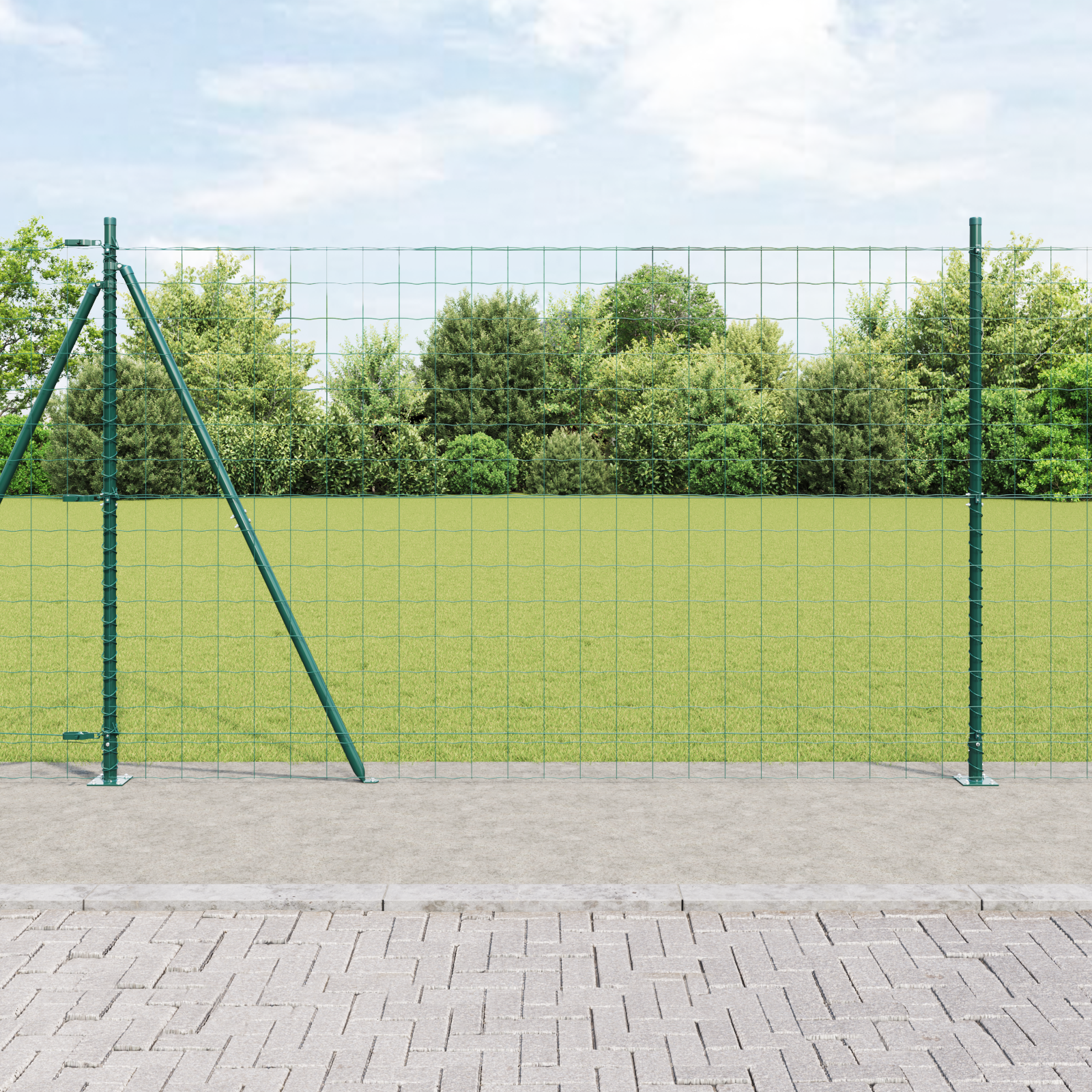Euro Fence with 7 Flanged Posts 1.6x10 m Galvanised Steel