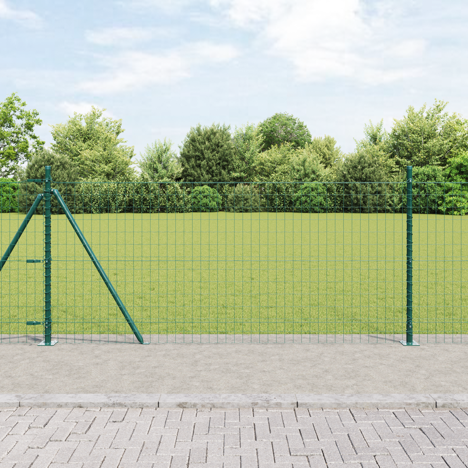 Euro Fence with 13 Flanged Posts 1x25 m Galvanised Steel