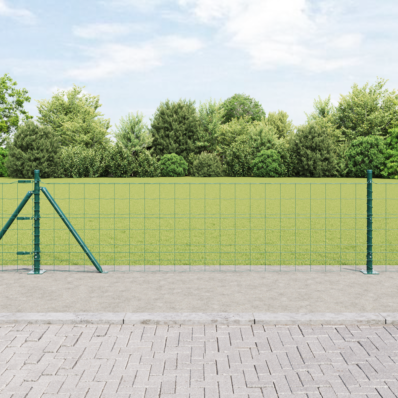 Euro Fence with 13 Flanged Posts 0.4x50 m Galvanised Steel