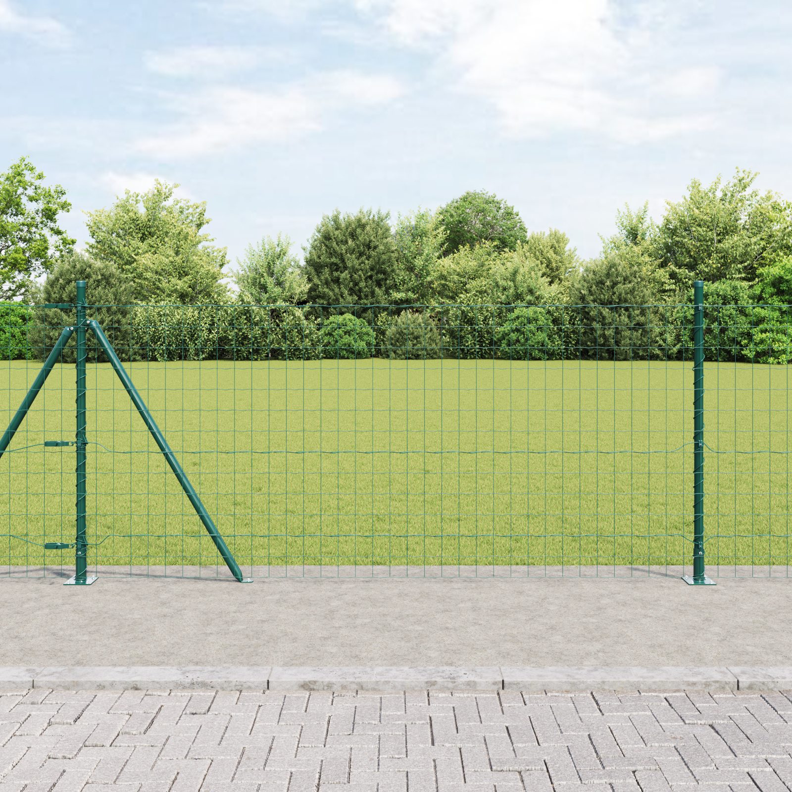 Euro Fence with 7 Flanged Posts 0.8x10 m Galvanised Steel