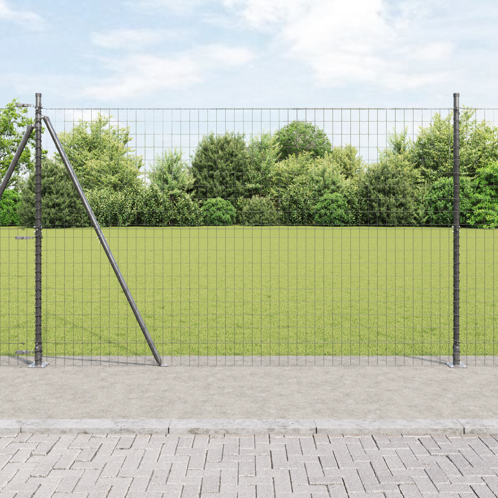 Euro Fence with 7 Flanged Posts 1.6x10 m Galvanised Steel