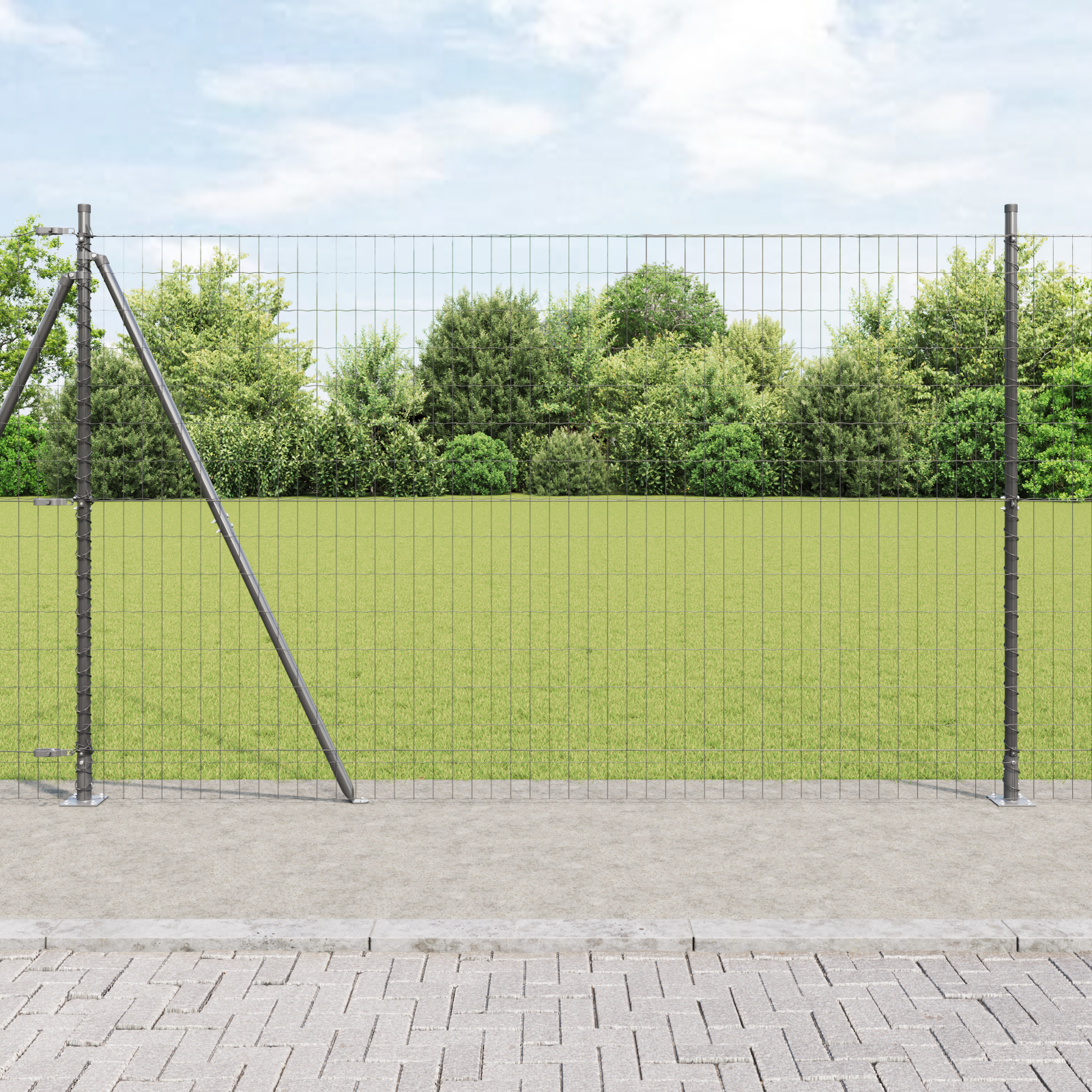 Euro Fence with 7 Flanged Posts 1.6x10 m Galvanised Steel