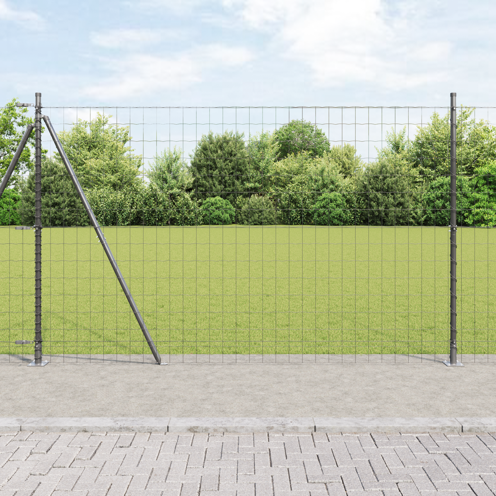 Euro Fence with 7 Flanged Posts 1.5x10 m Galvanised Steel