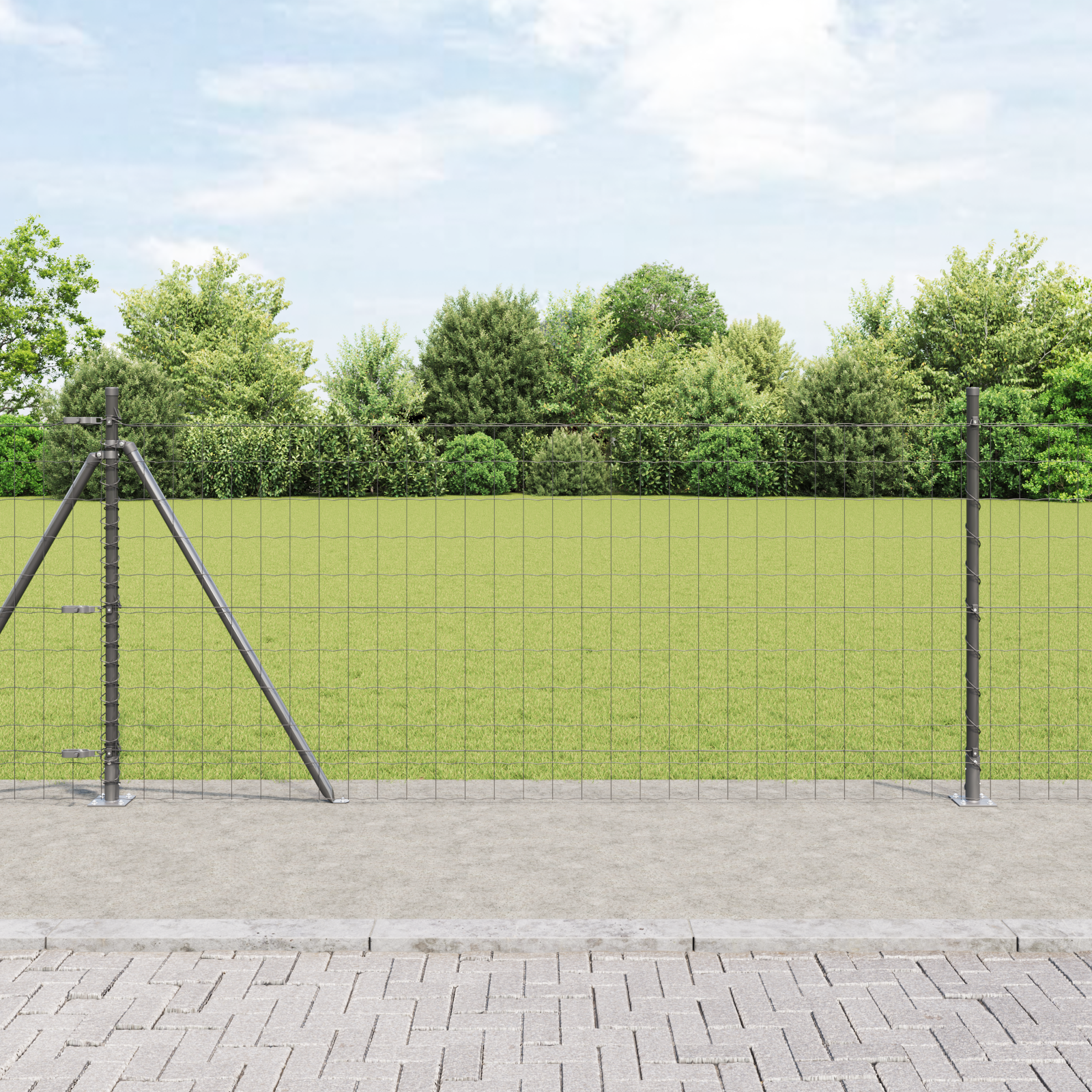 Euro Fence with 13 Flanged Posts 1x25 m Galvanised Steel