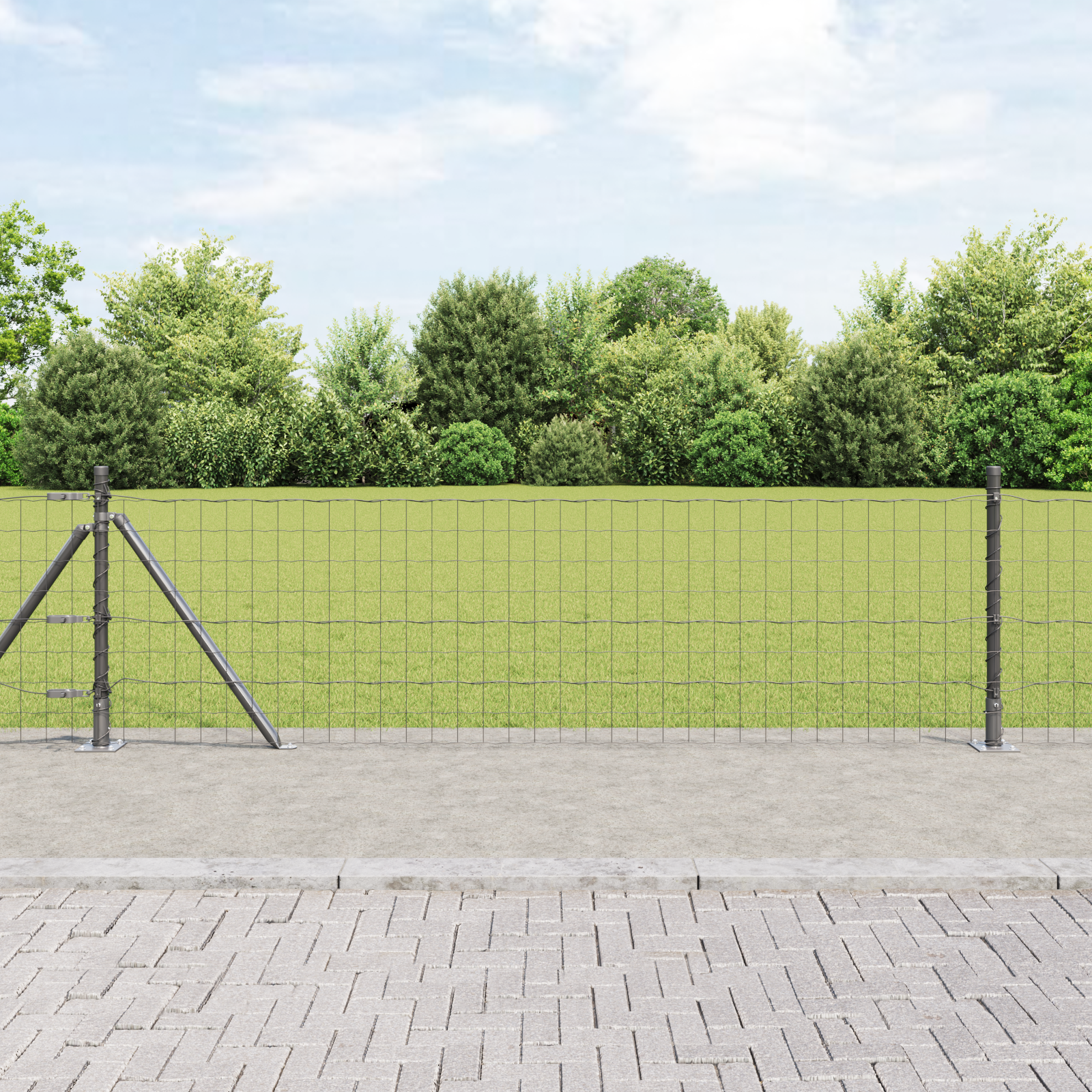 Thumbnail - vidaXL Euro Zaun mit 13 Flanschposten 0.6x50 m galvanisierter Stahl