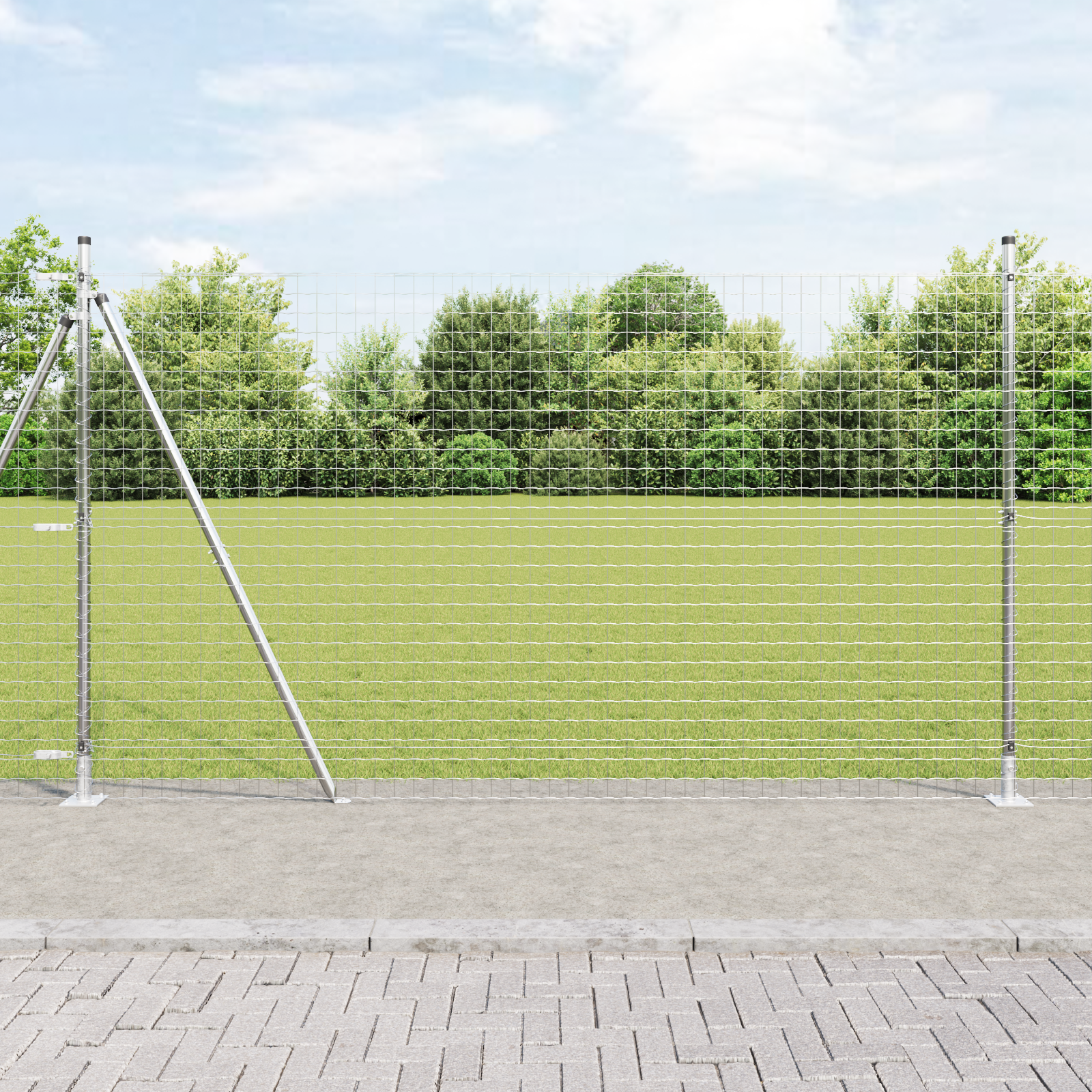 Euro Fence with 7 Flanged Posts 1.6x10 m Galvanised Steel
