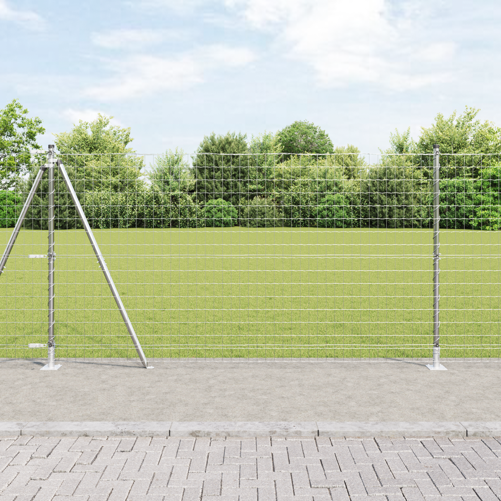 Euro Fence with 7 Flanged Posts 1.2x10 m Galvanised Steel