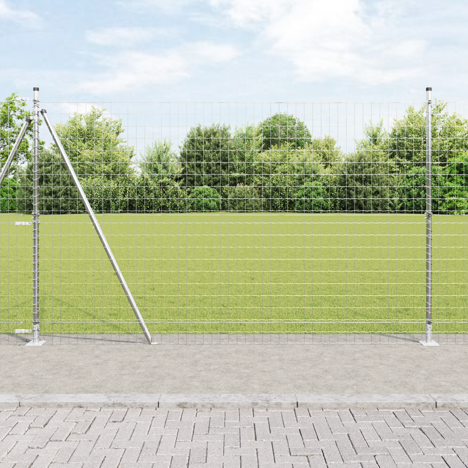 Euro Fence with 7 Flanged Posts 1.6x10 m Galvanised Steel