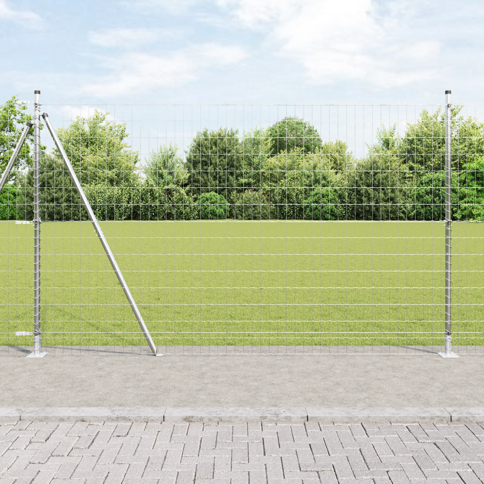 Euro Fence with 7 Flanged Posts 1.5x10 m Galvanised Steel