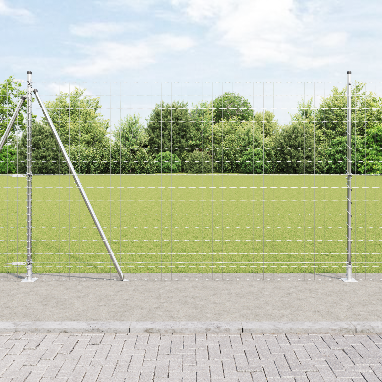 Euro Fence with 7 Flanged Posts 1.6x10 m Galvanised Steel