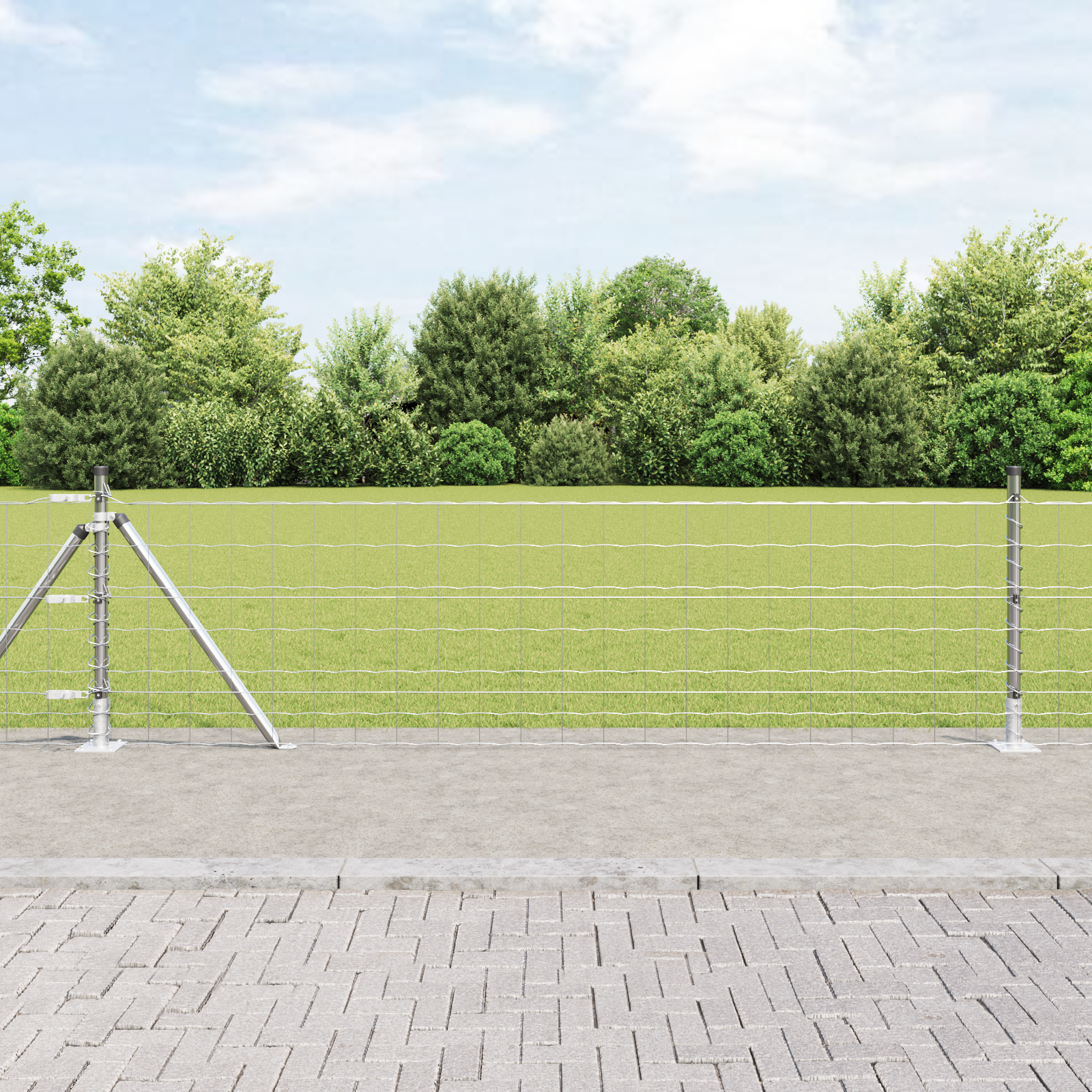 Euro Fence with 7 Flanged Posts 0.4x10 m Galvanised Steel