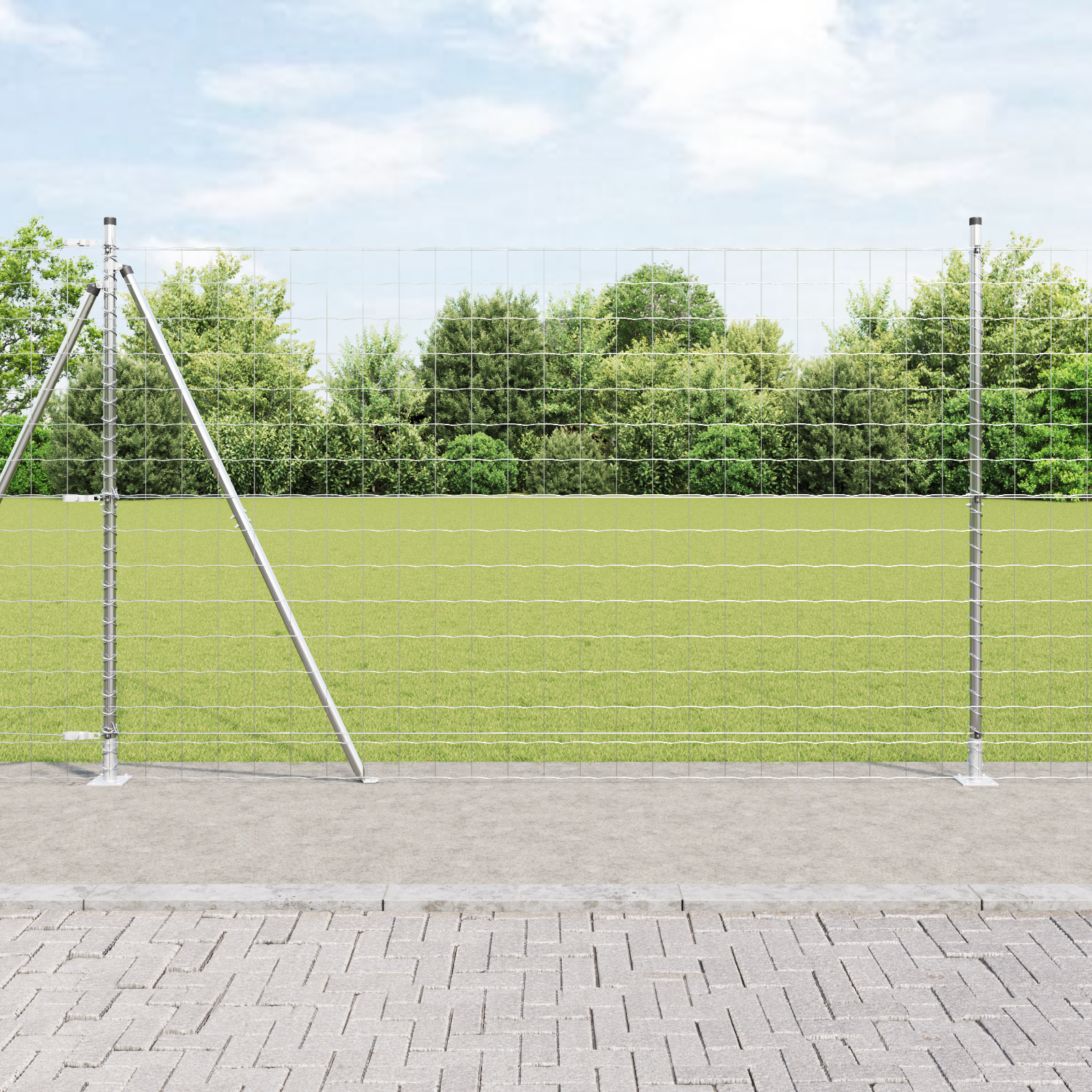 Euro Fence with 7 Flanged Posts 1.6x10 m Galvanised Steel