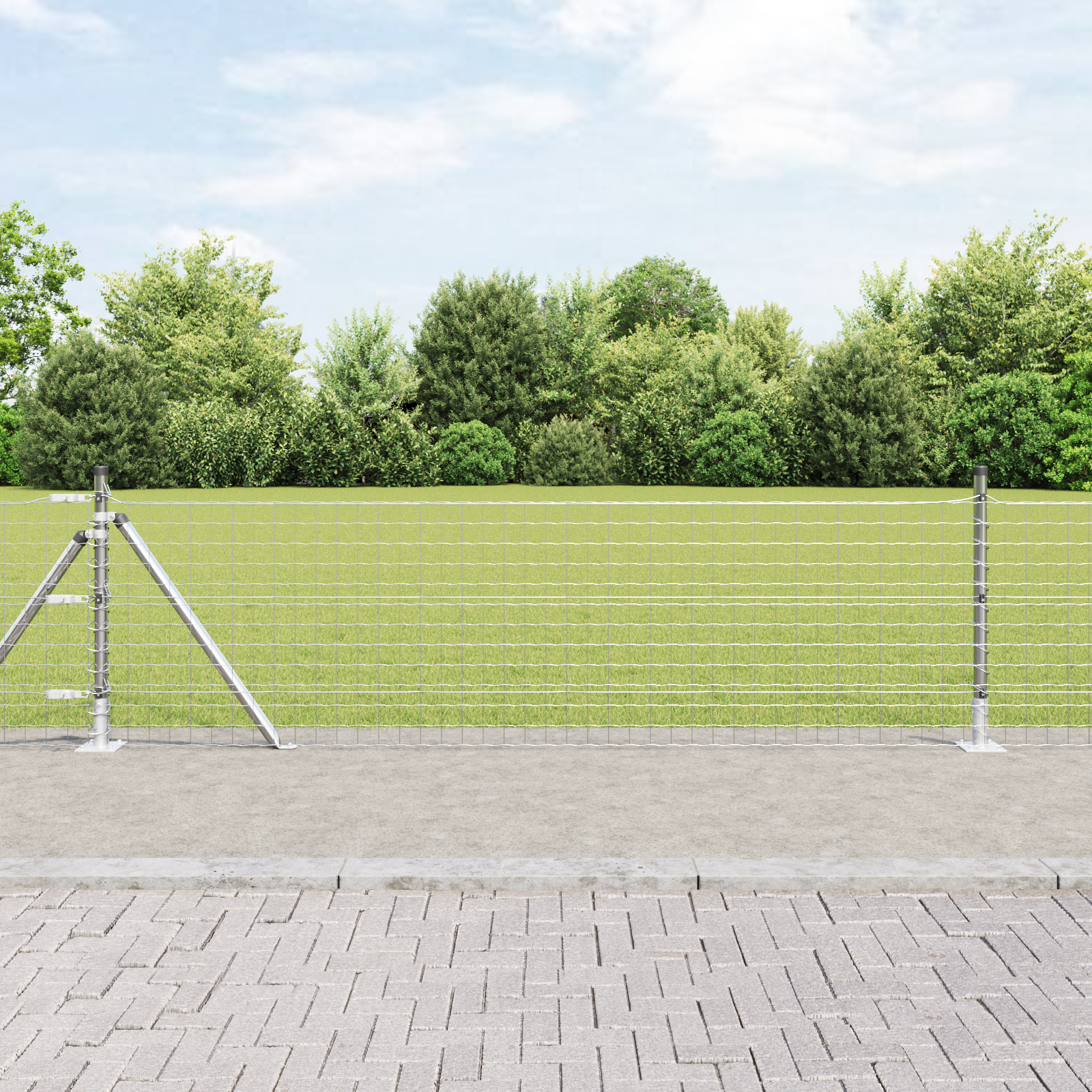 Euro Fence with 13 Flanged Posts 0.4x25 m Galvanised Steel