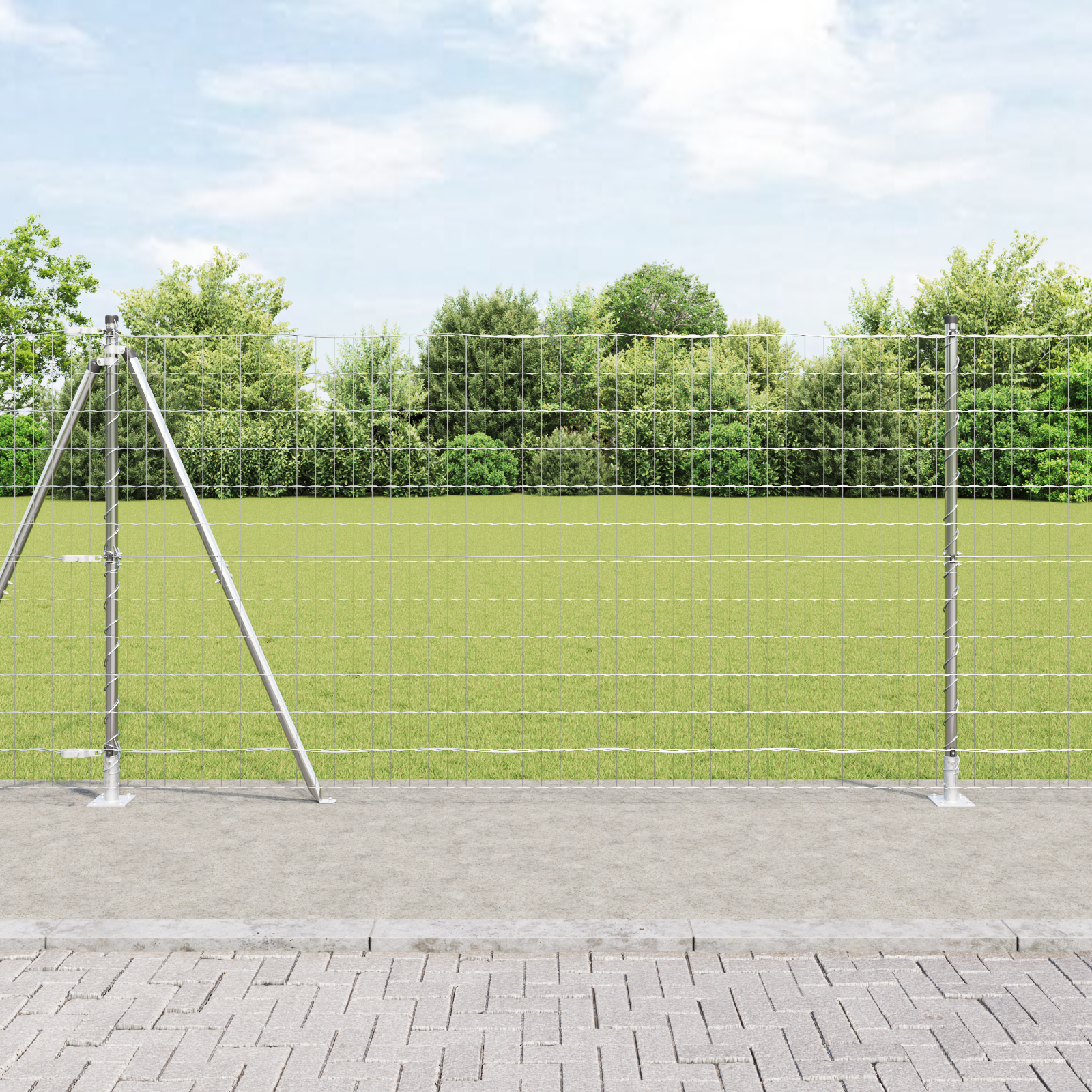 Euro Fence with 13 Flanged Posts 1.2x25 m Galvanised Steel
