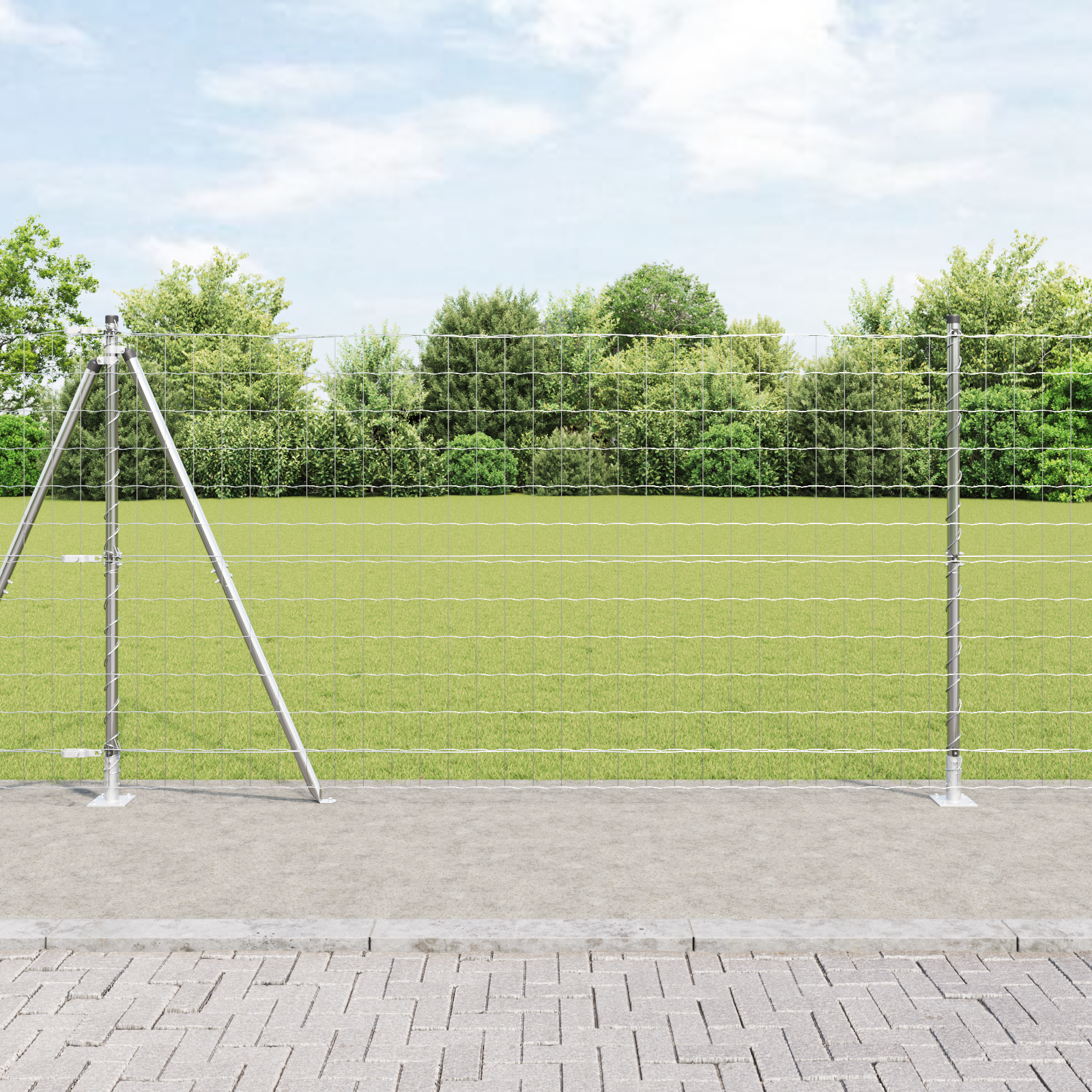 Euro Fence with 13 Flanged Posts 1.2x25 m Galvanised Steel