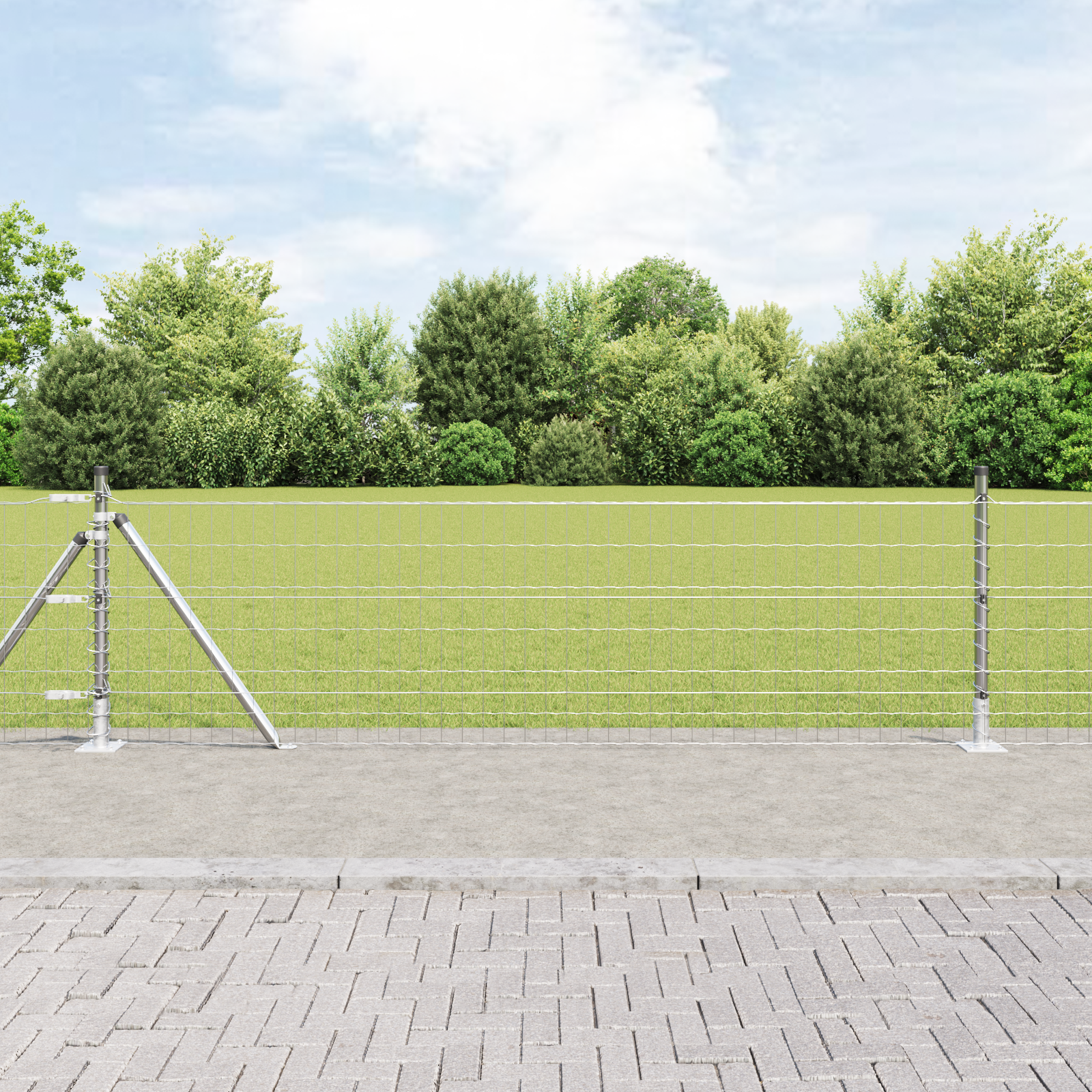 Euro Fence with 13 Flanged Posts 0.4x50 m Galvanised Steel
