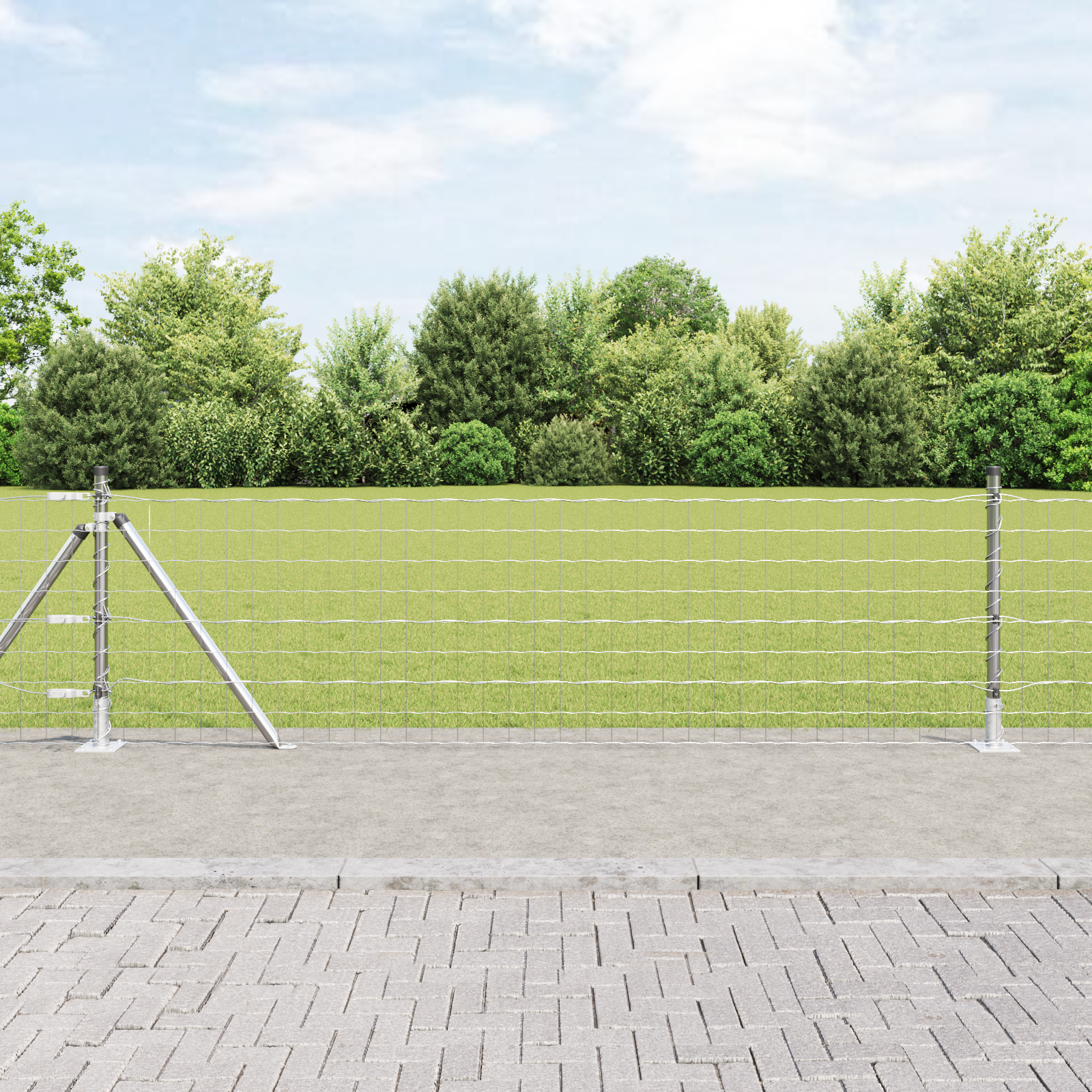 Euro Fence with 13 Flanged Posts 0.4x25 m Galvanised Steel