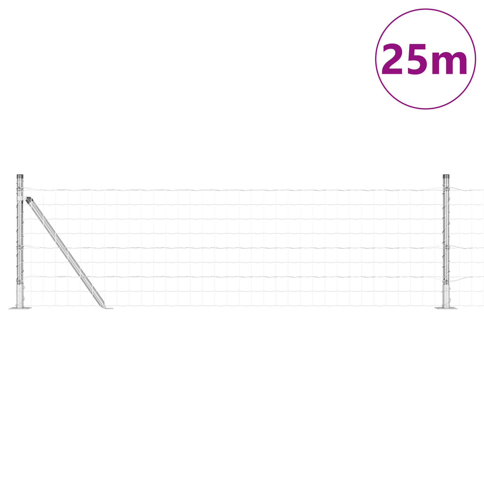 Euro Fence with 13 Flanged Posts 0.6x25 m Galvanised Steel - Image 3