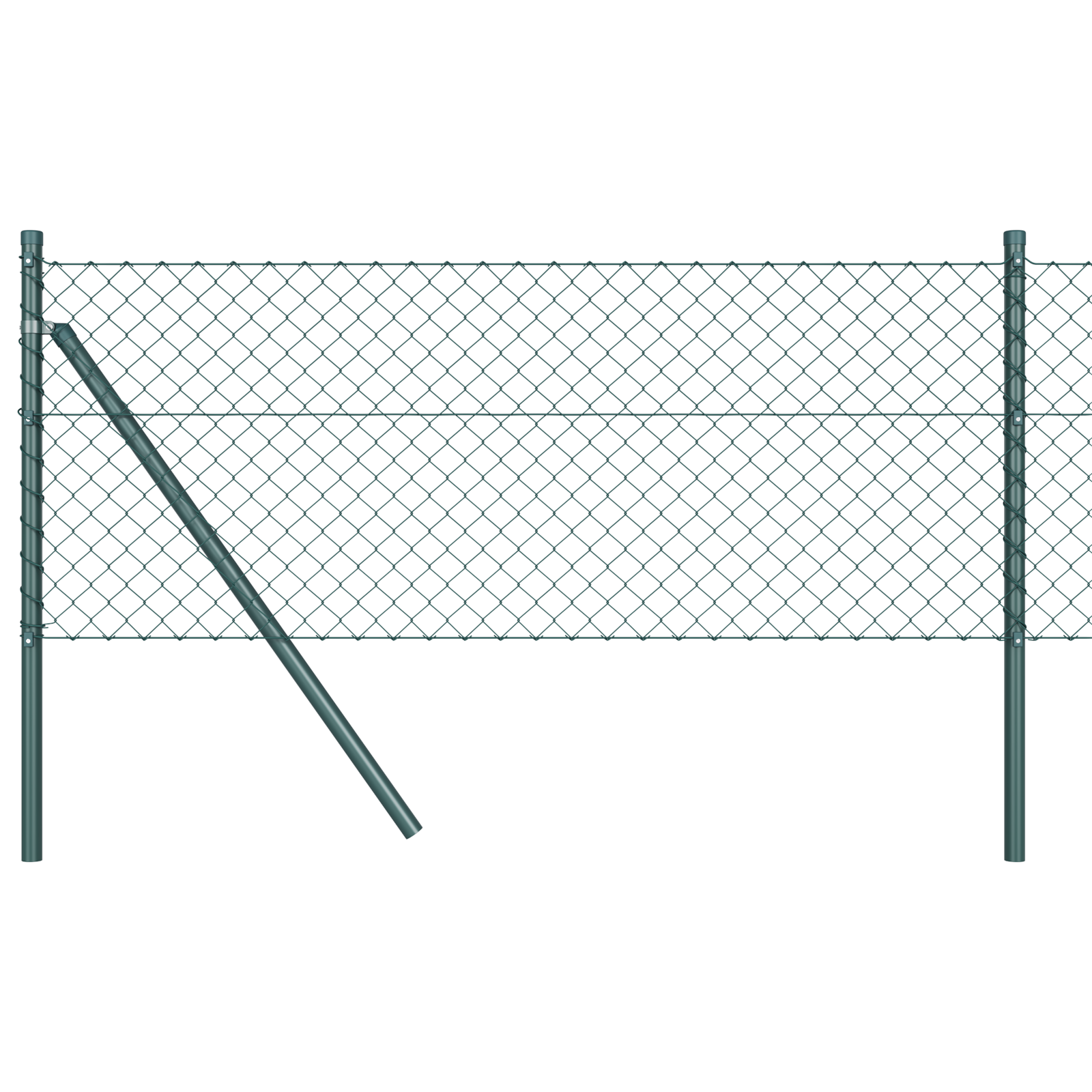 Chain Link Fence with 7 Posts 0.6x10 m Galvanised Steel Green - Image 2