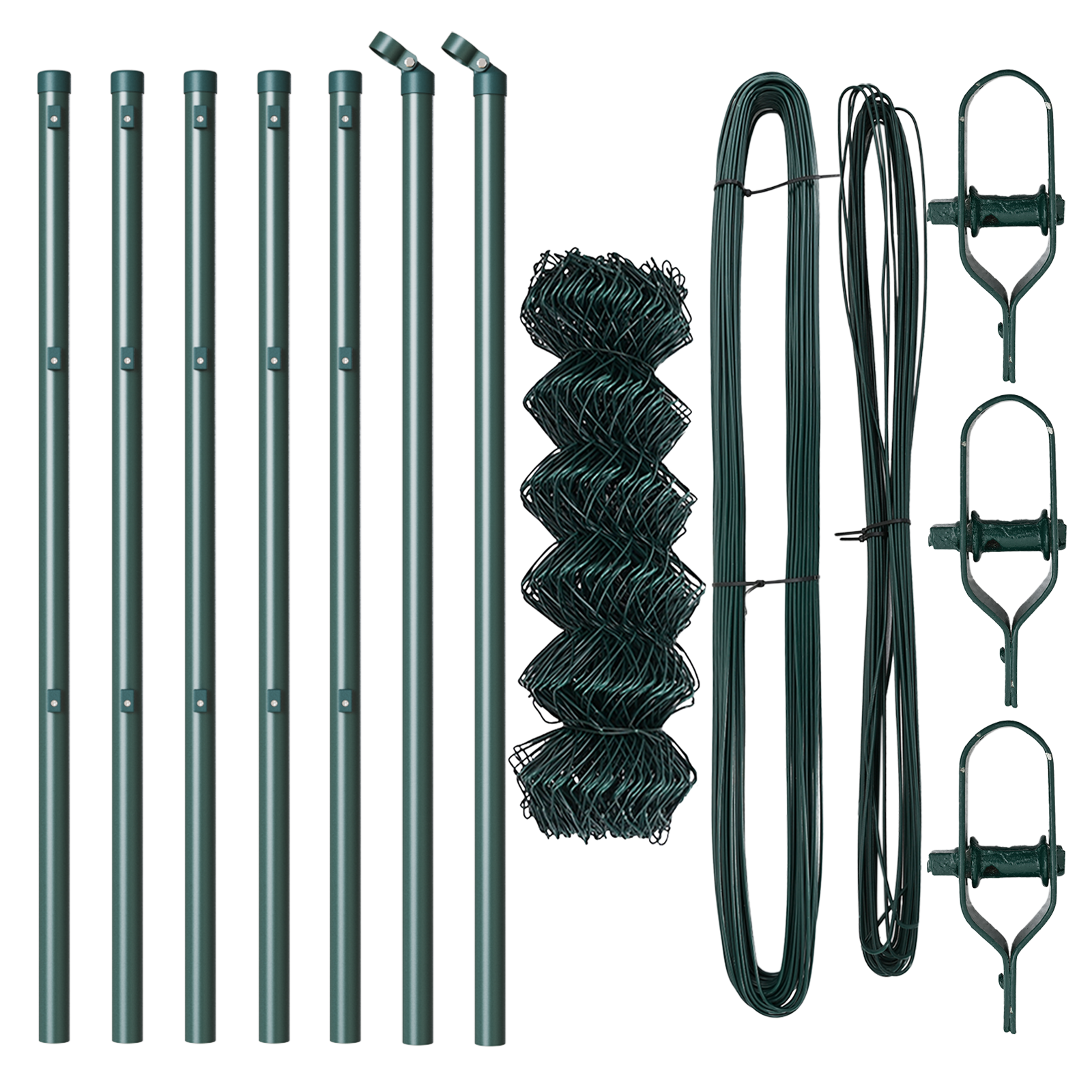 Chain Link Fence with 7 Posts 0.8x10 m Galvanised Steel Green - Image 4