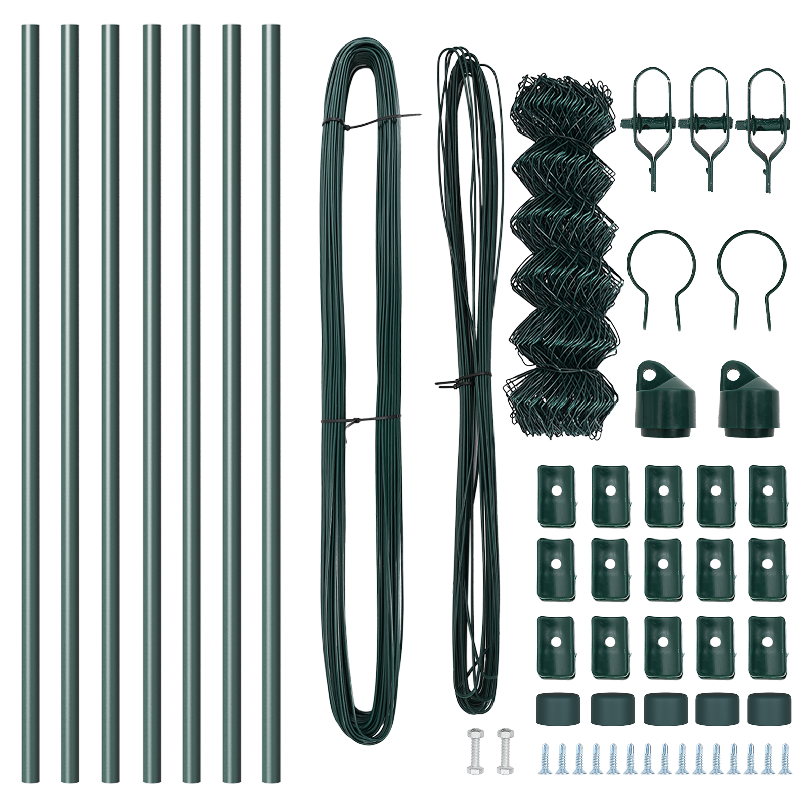 Chain Link Fence with 7 Posts 0.8x10 m Galvanised Steel Green - Image 5