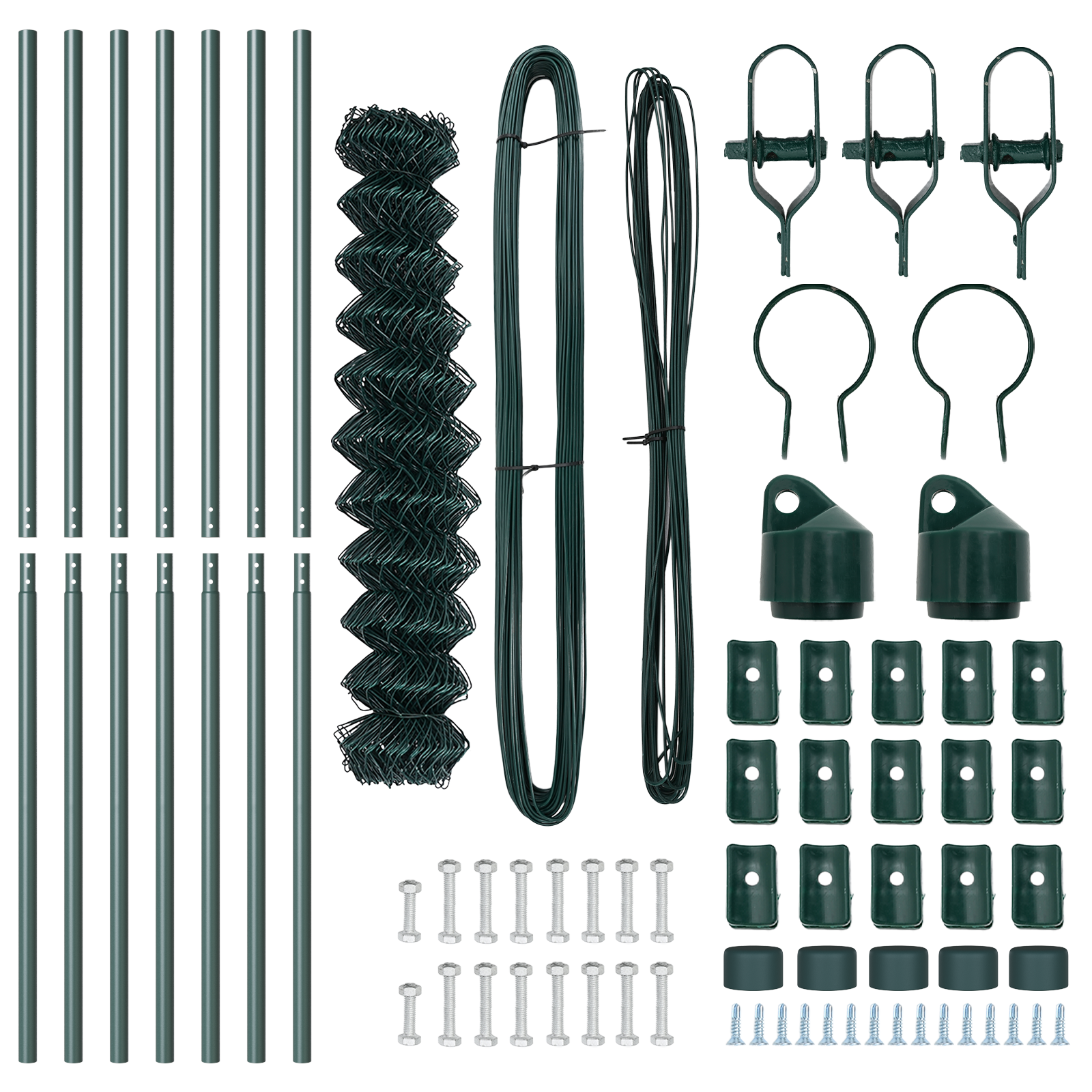 Chain Link Fence with 7 Posts 1.5x10 m Galvanised Steel Green - Image 5