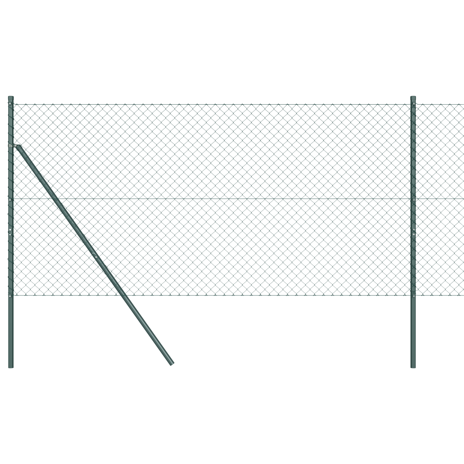 Chain Link Fence with 7 Posts 1.5x10 m Galvanised Steel Green - Image 2