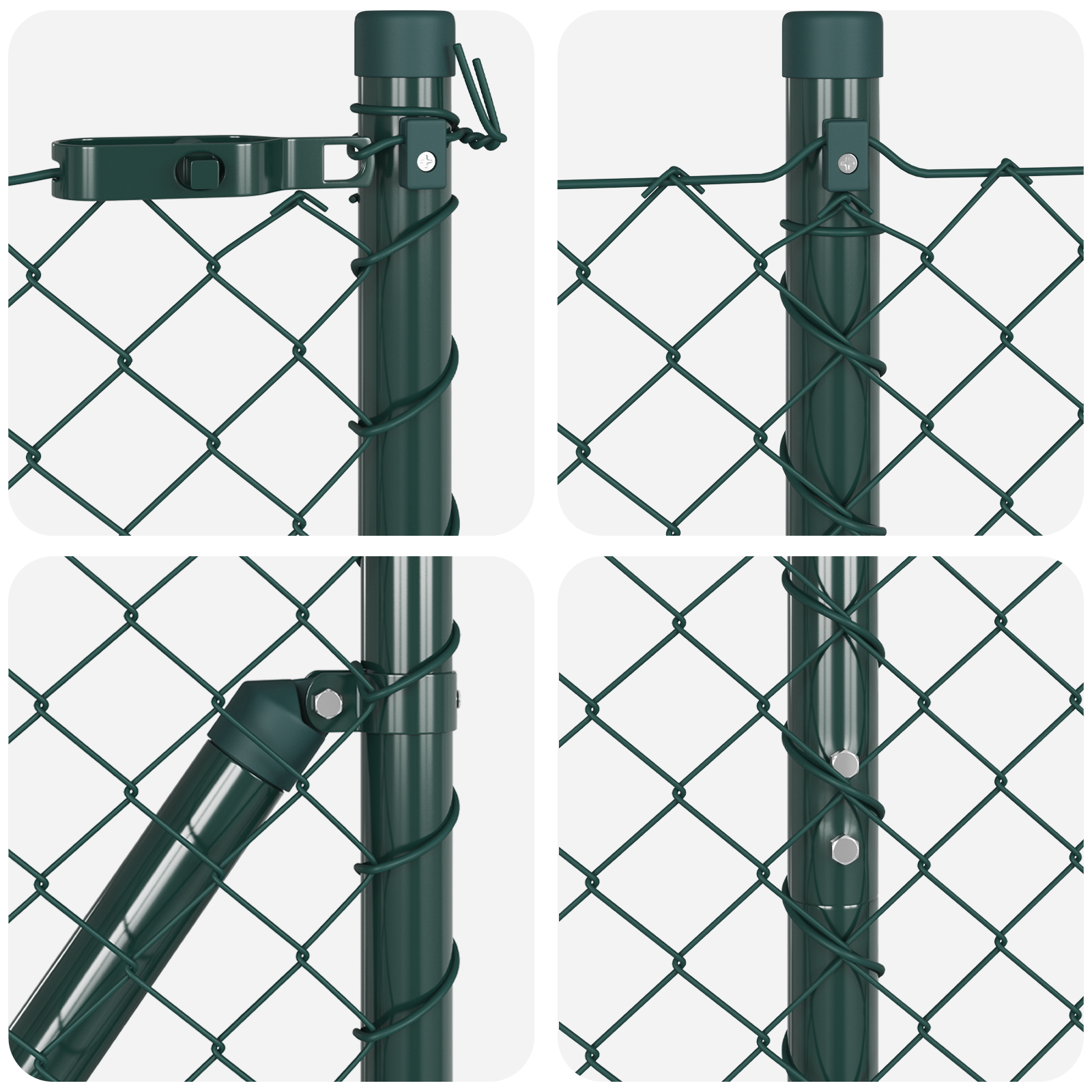Chain Link Fence with 7 Posts 1.6x10 m Galvanised Steel Green - Image 7