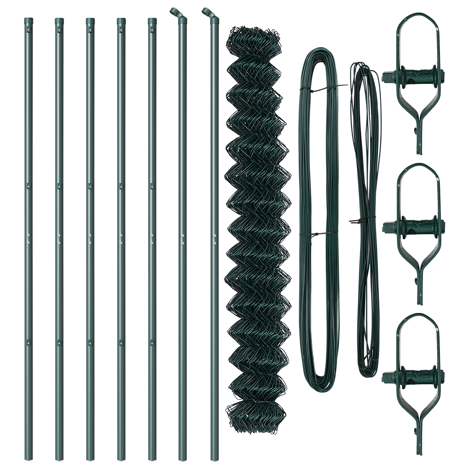 Chain Link Fence with 7 Posts 1.6x10 m Galvanised Steel Green - Image 4