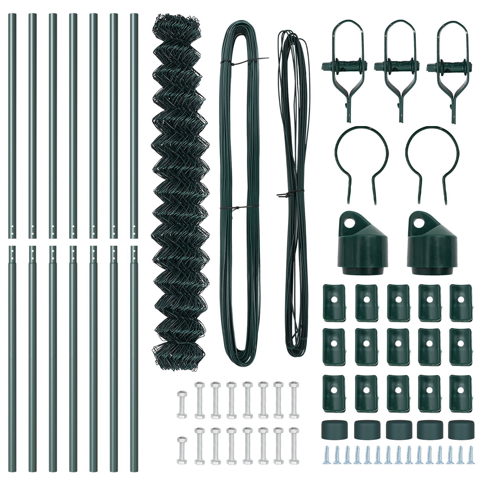 Chain Link Fence with 7 Posts 1.6x10 m Galvanised Steel Green - Image 5
