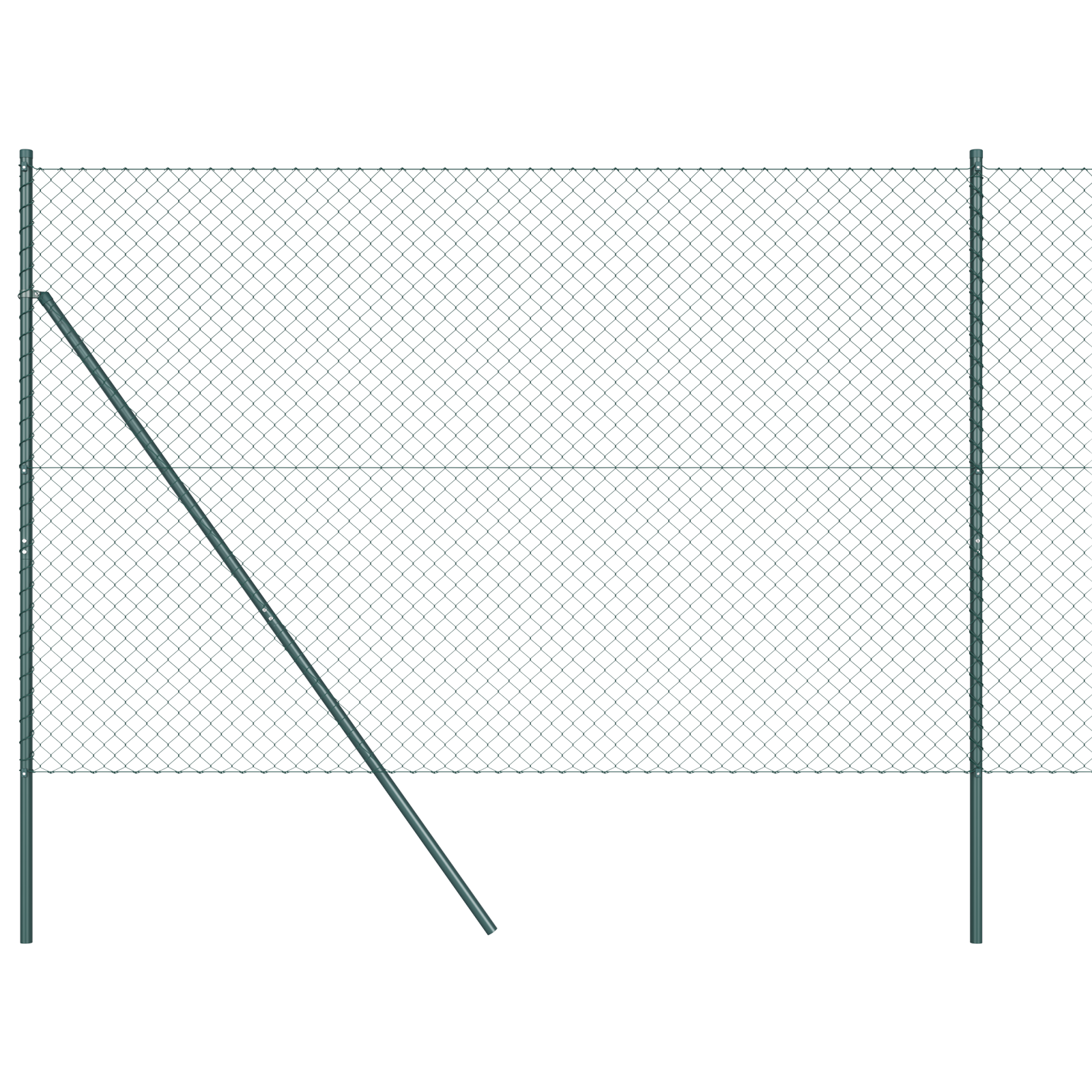 Chain Link Fence with 7 Posts 1.6x10 m Galvanised Steel Green - Image 2
