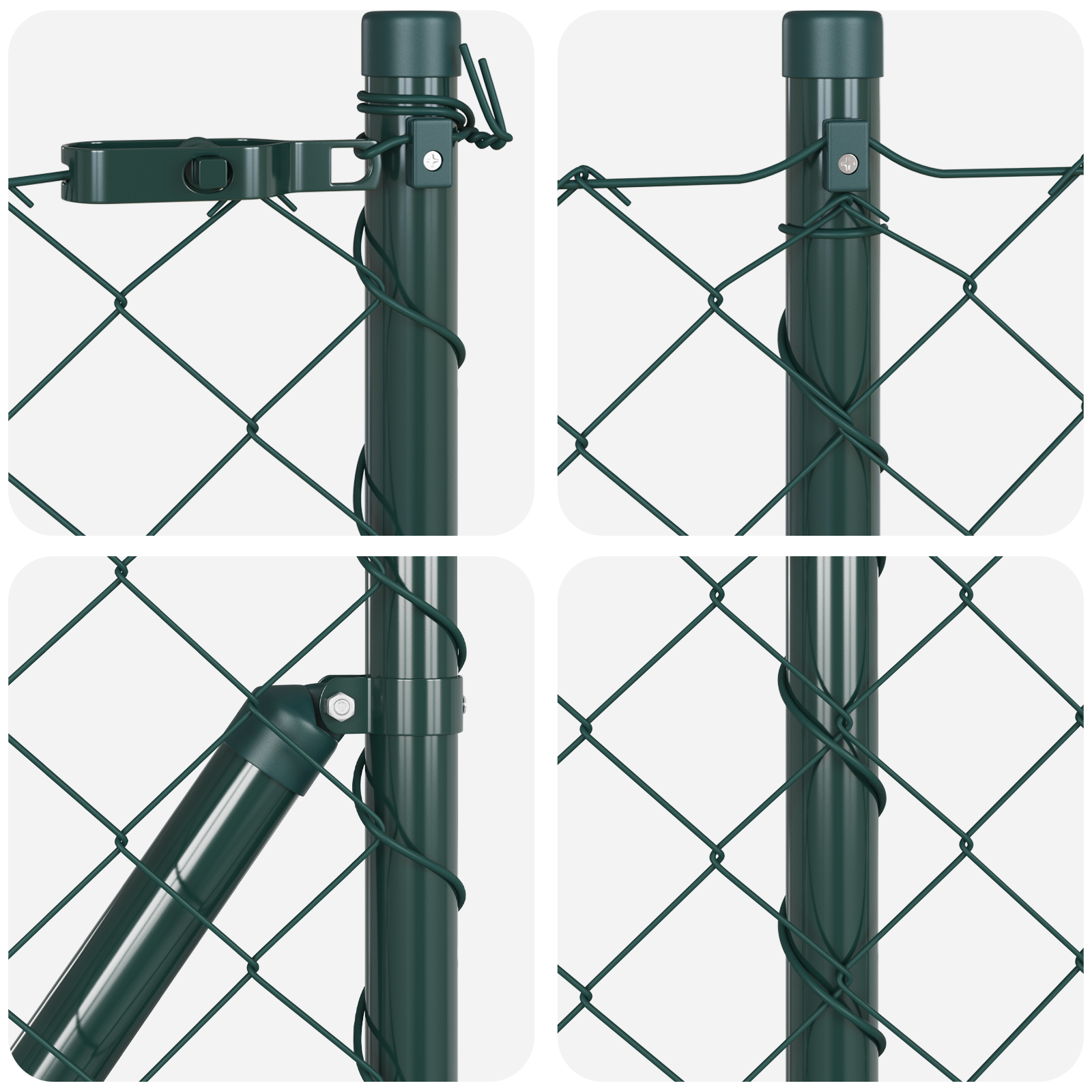 Chain Link Fence with 7 Posts 0.6x10 m Galvanised Steel Green - Image 7