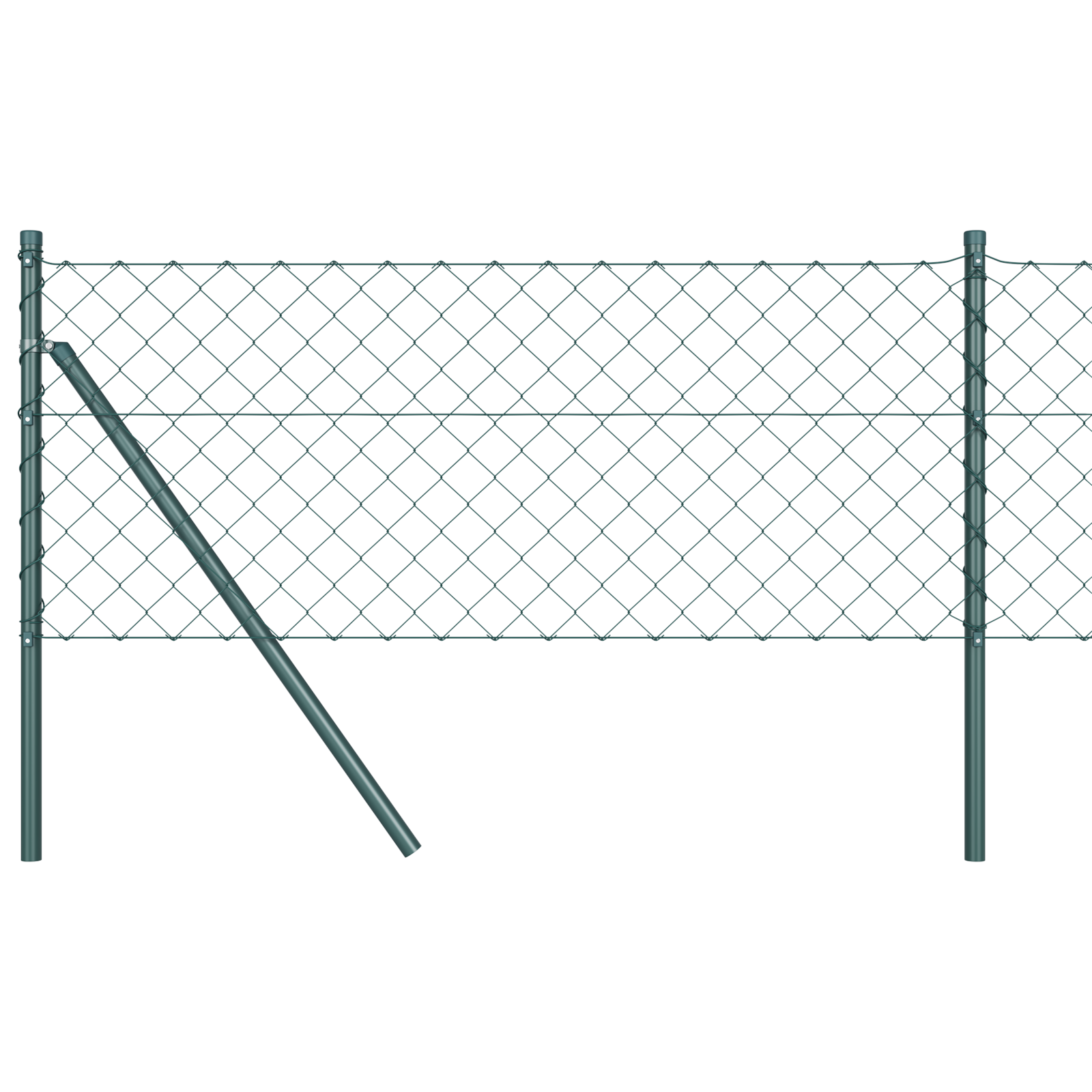 Chain Link Fence with 7 Posts 0.6x10 m Galvanised Steel Green - Image 2