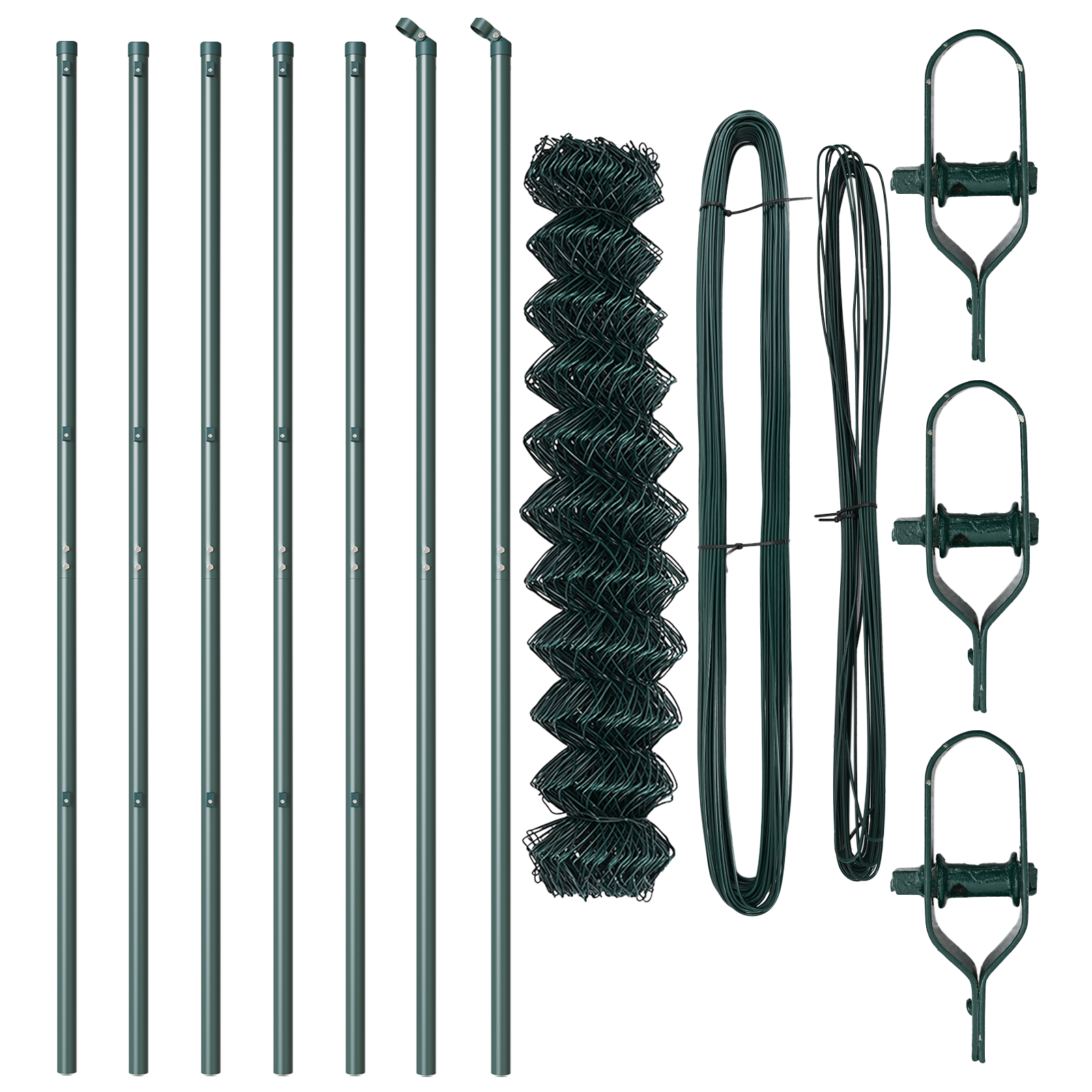 Chain Link Fence with 7 Posts 1.2x10 m Galvanised Steel Green - Image 4