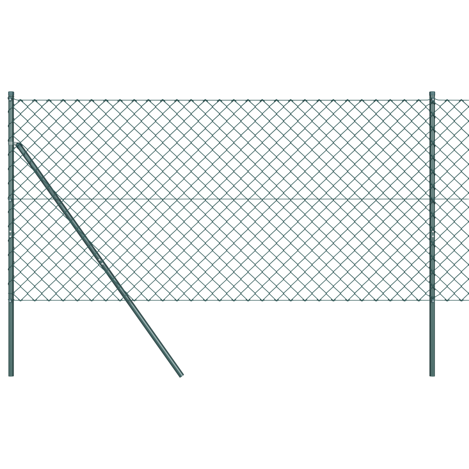 Chain Link Fence with 7 Posts 1.2x10 m Galvanised Steel Green - Image 2