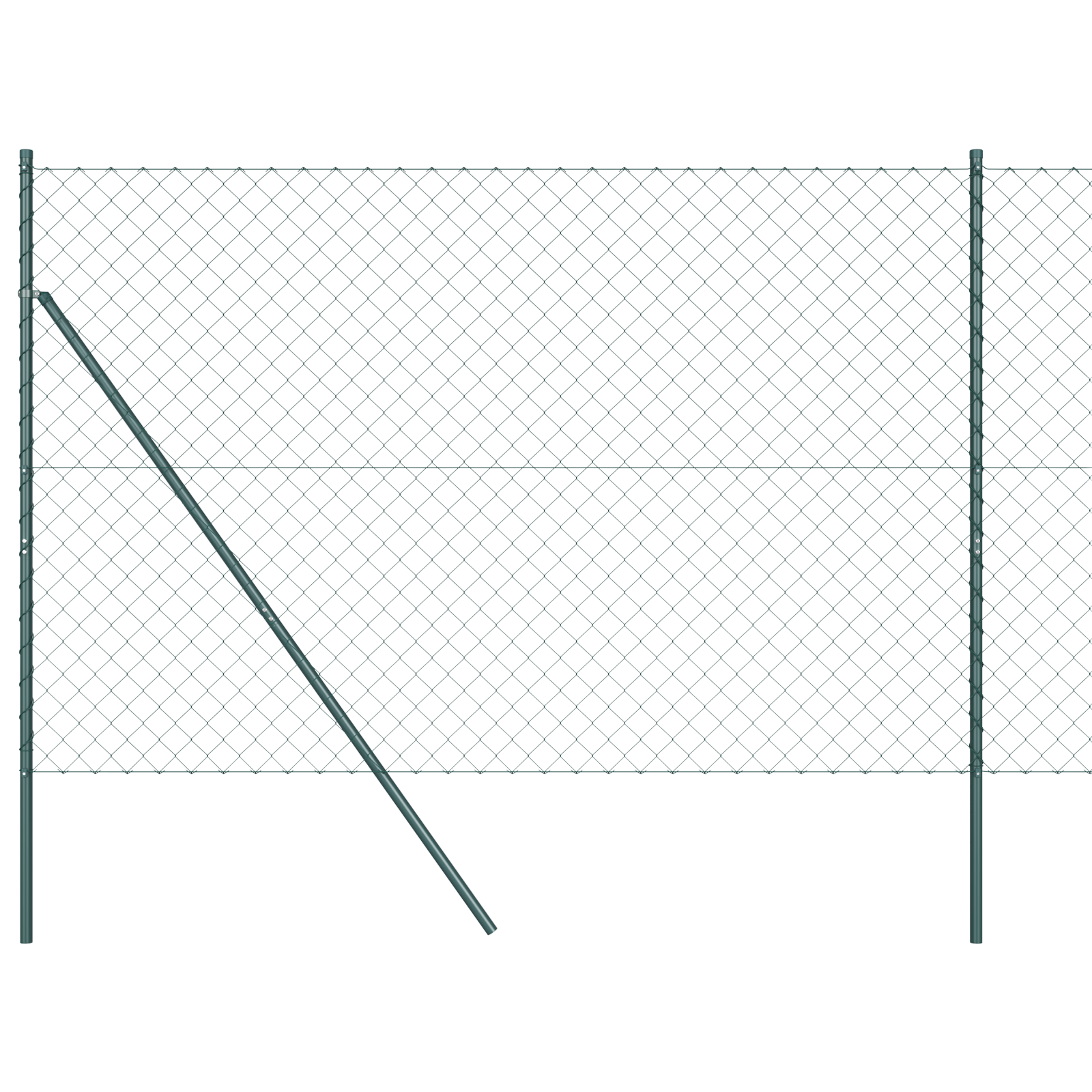 Chain Link Fence with 7 Posts 1.6x10 m Galvanised Steel Green - Image 2