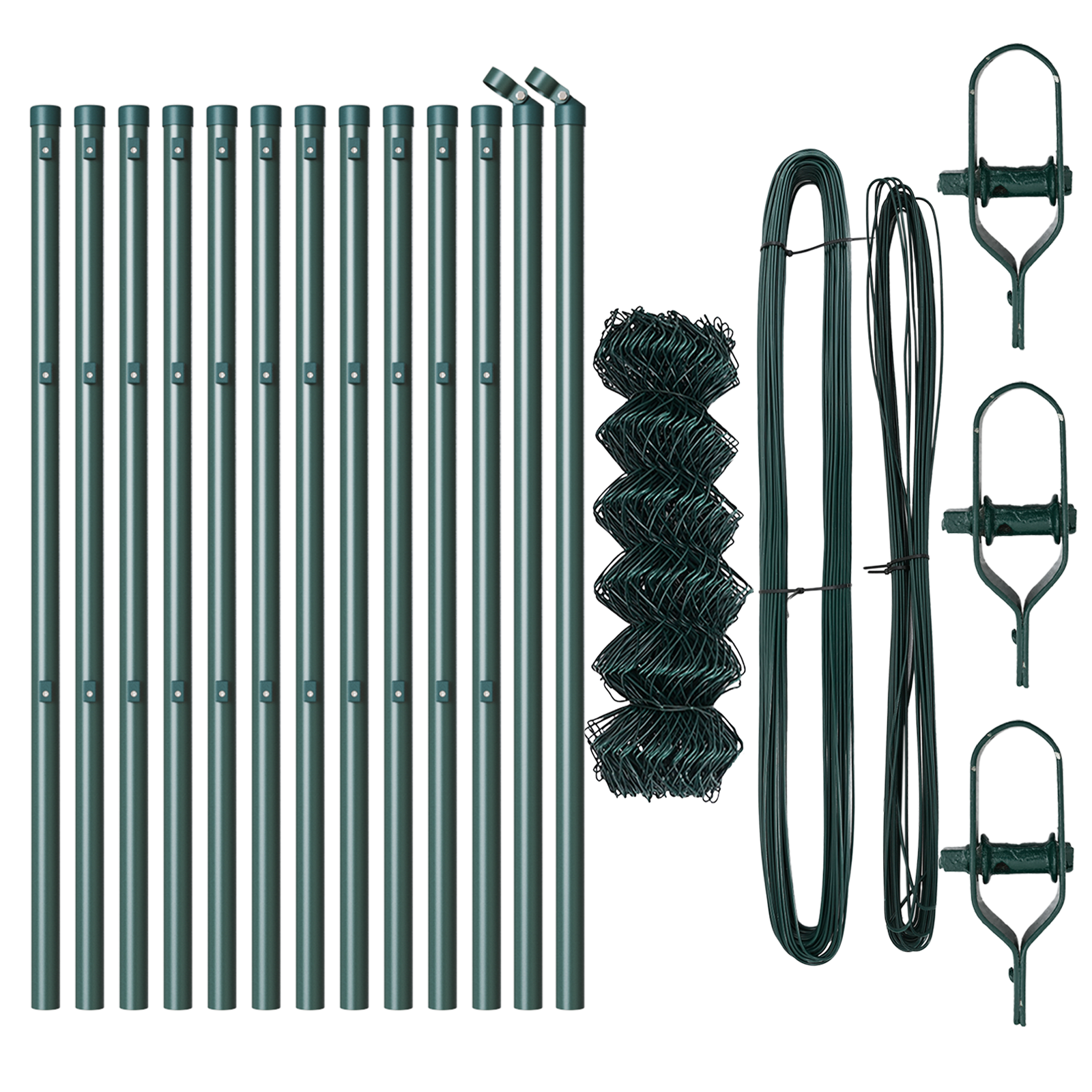 Chain Link Fence with 13 Posts 0.4x25 m Galvanised Steel Green - Image 4