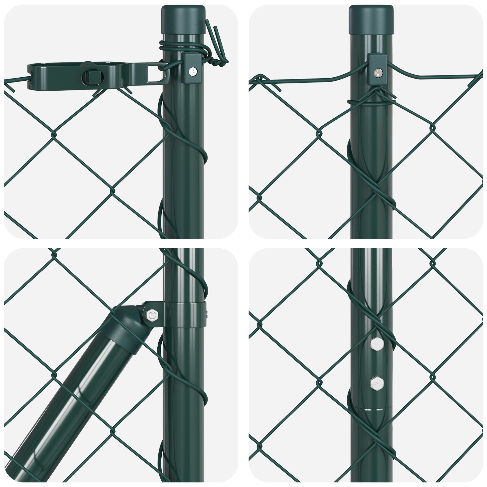 Chain Link Fence with 13 Posts 1.4x25 m Galvanised Steel Green - Image 7