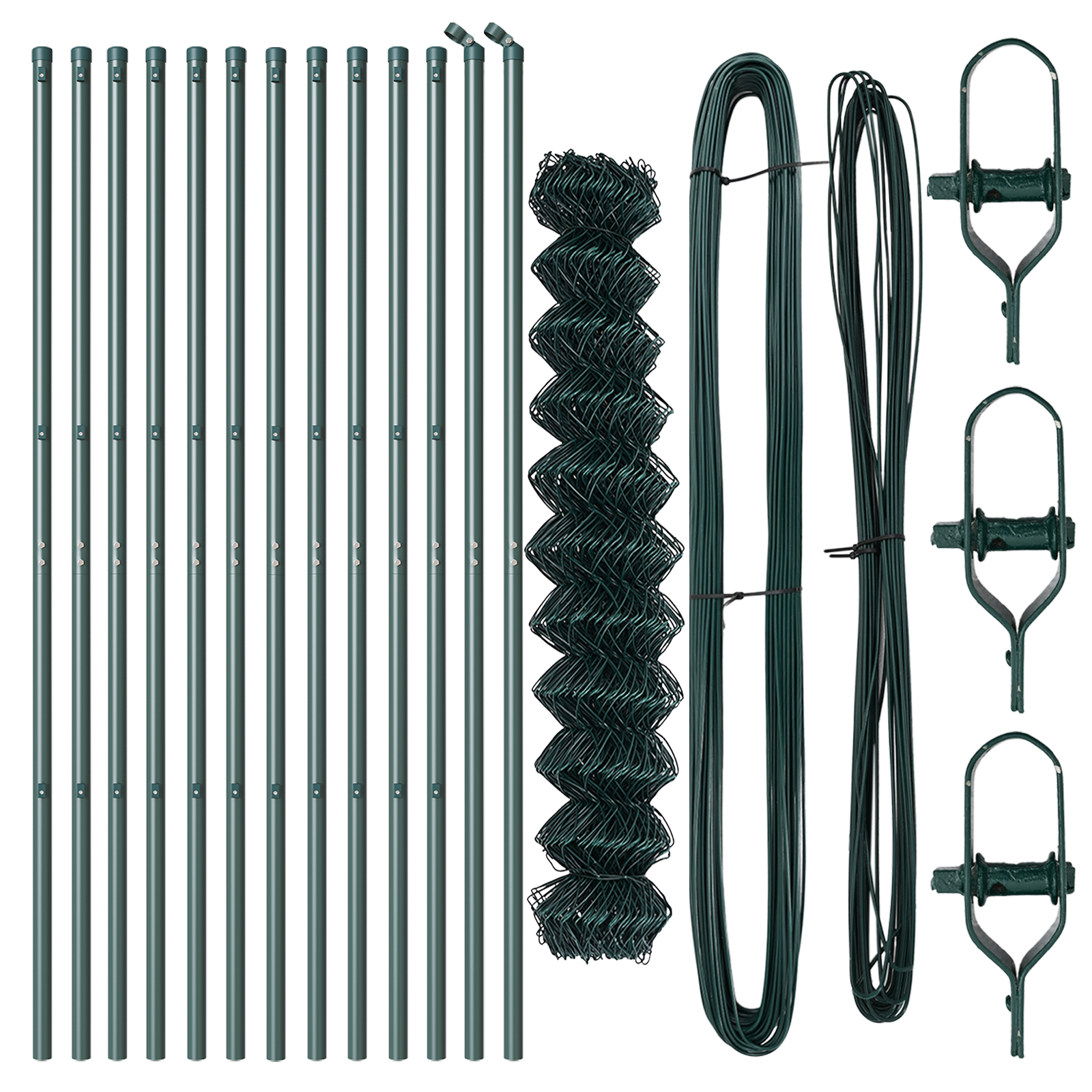 Chain Link Fence with 13 Posts 1.4x25 m Galvanised Steel Green - Image 4