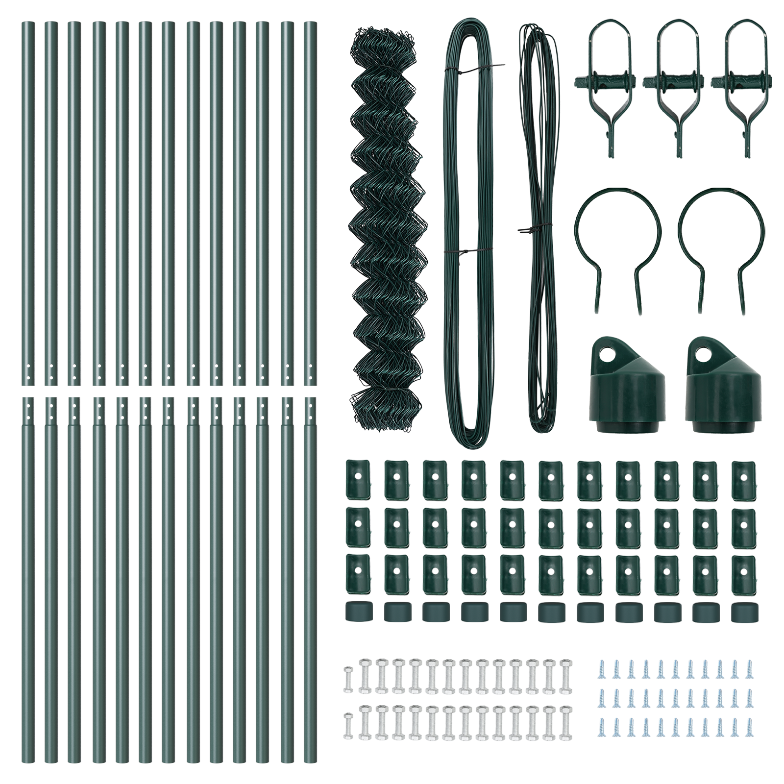 Chain Link Fence with 13 Posts 1.4x25 m Galvanised Steel Green - Image 5